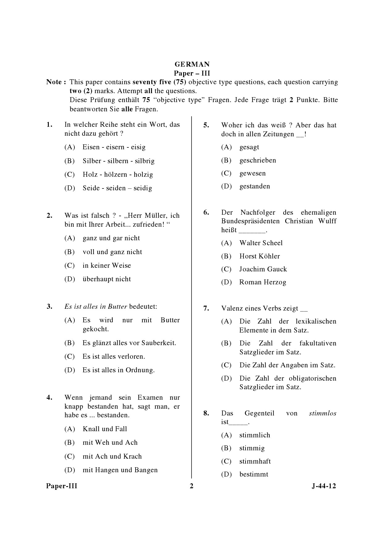 UGC NET German Question Paper III June 2012 2