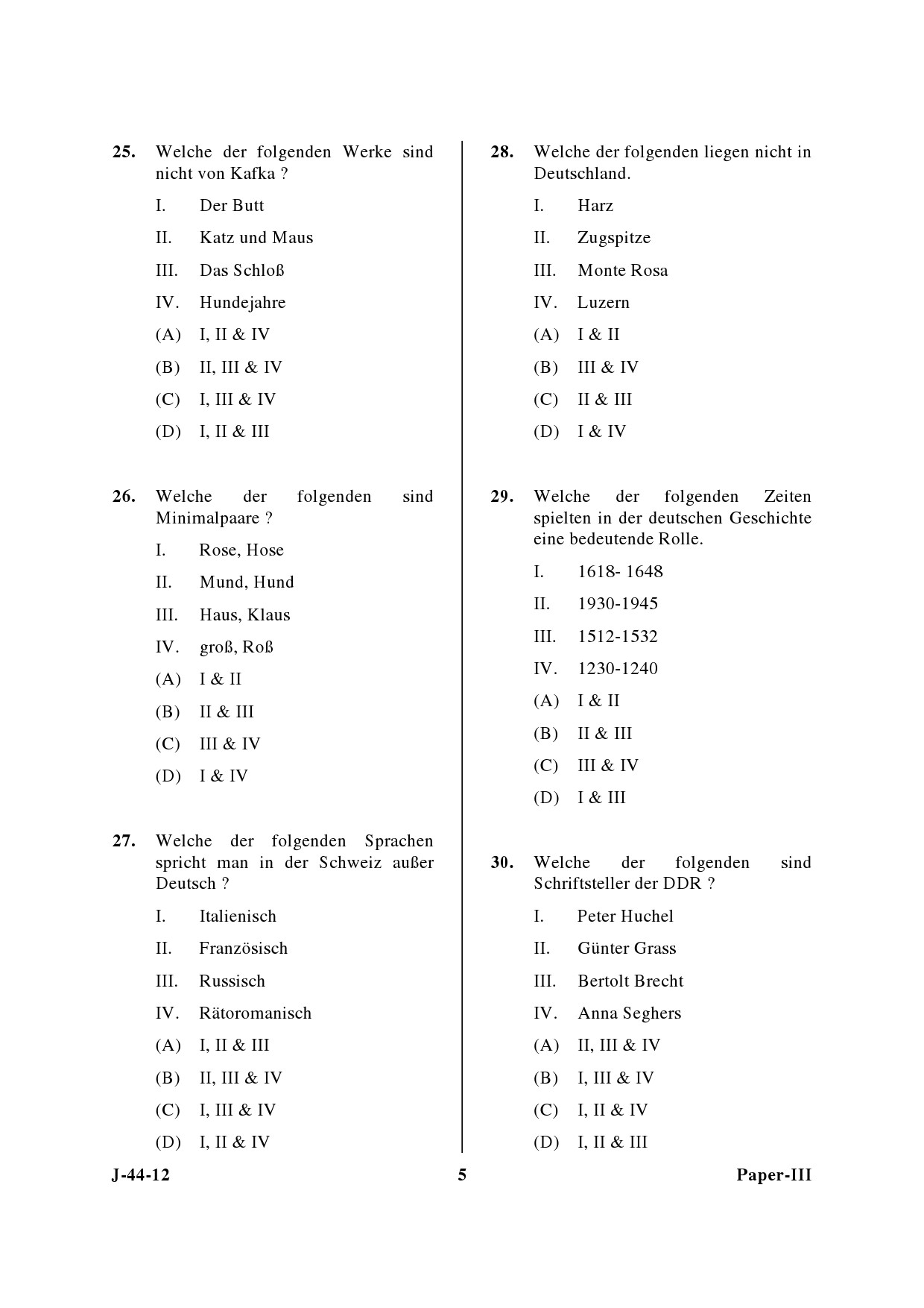 UGC NET German Question Paper III June 2012 5