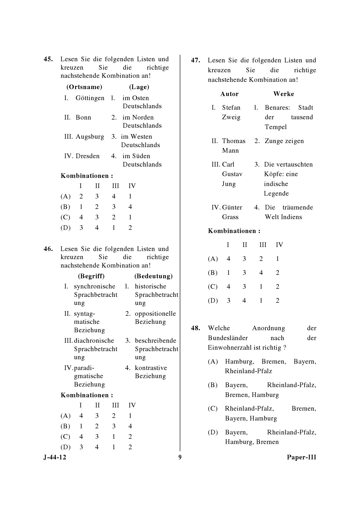 UGC NET German Question Paper III June 2012 9