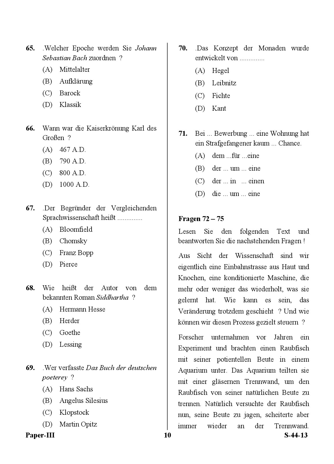 UGC NET German Question Paper III June 2013 10