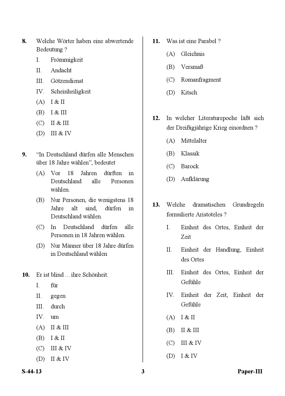 UGC NET German Question Paper III June 2013 3