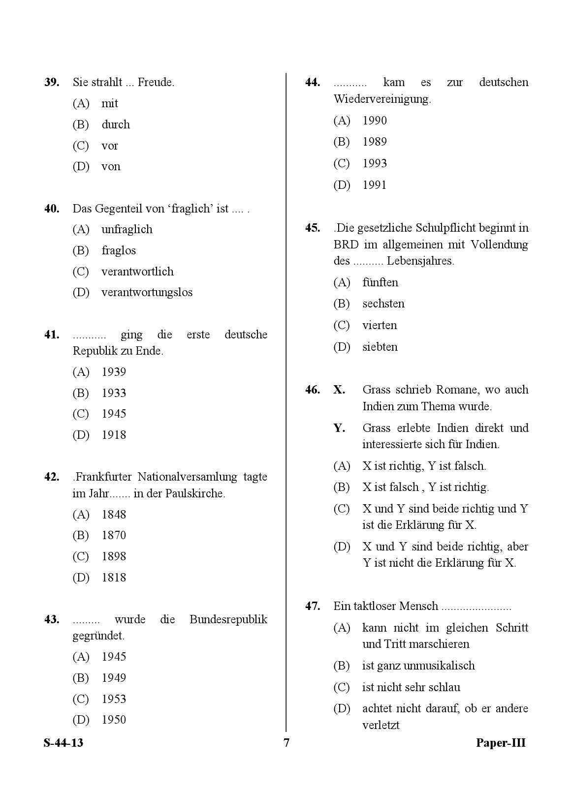 UGC NET German Question Paper III June 2013 7