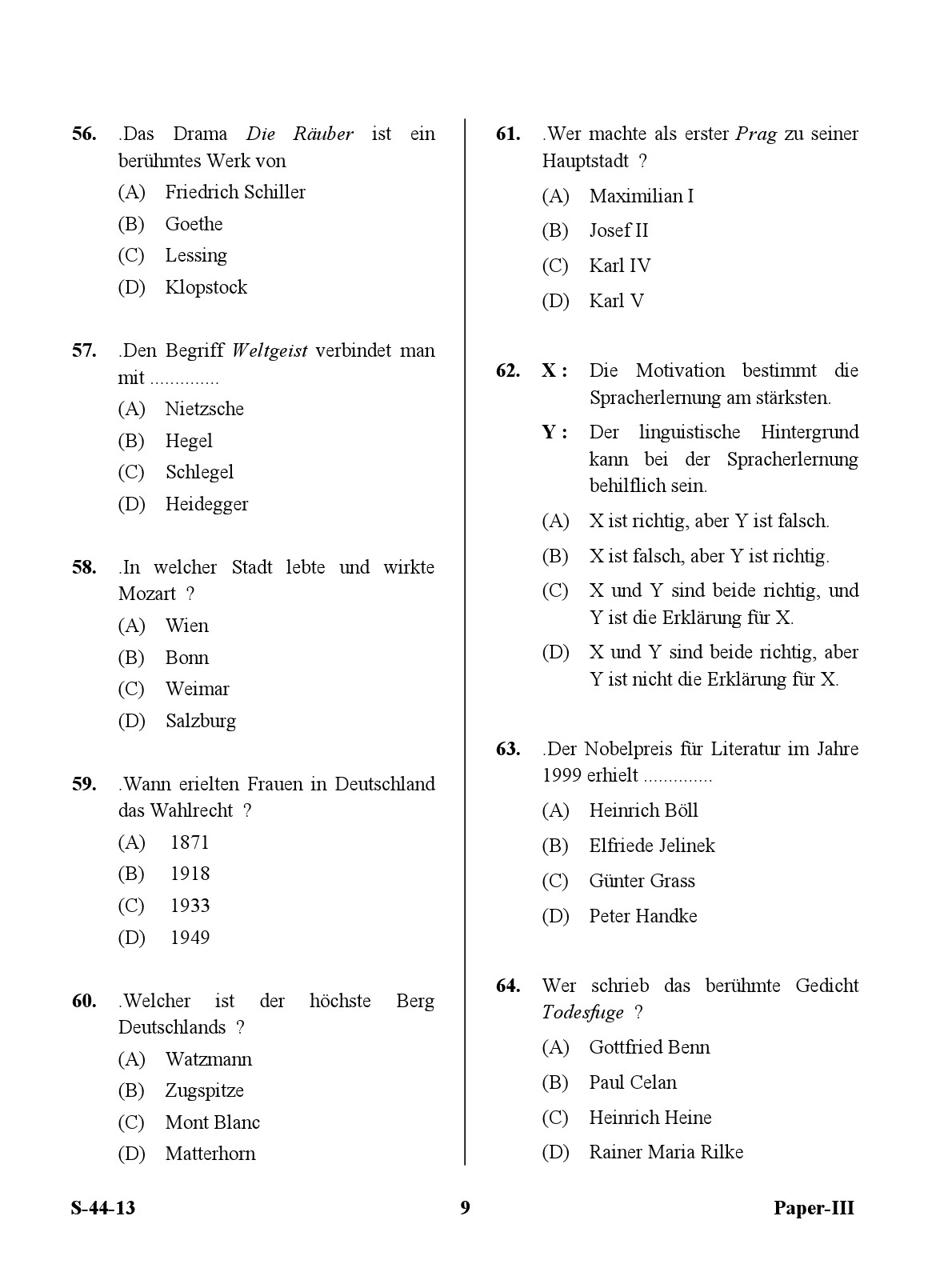 UGC NET German Question Paper III June 2013 9