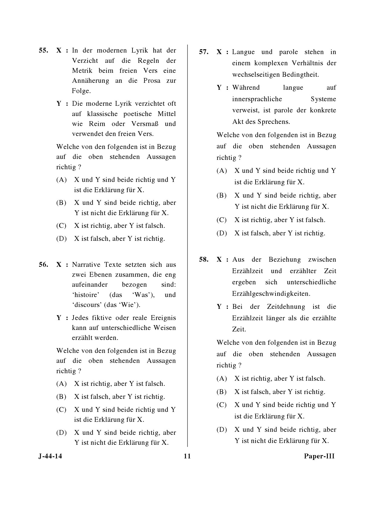 UGC NET German Question Paper III June 2014 11