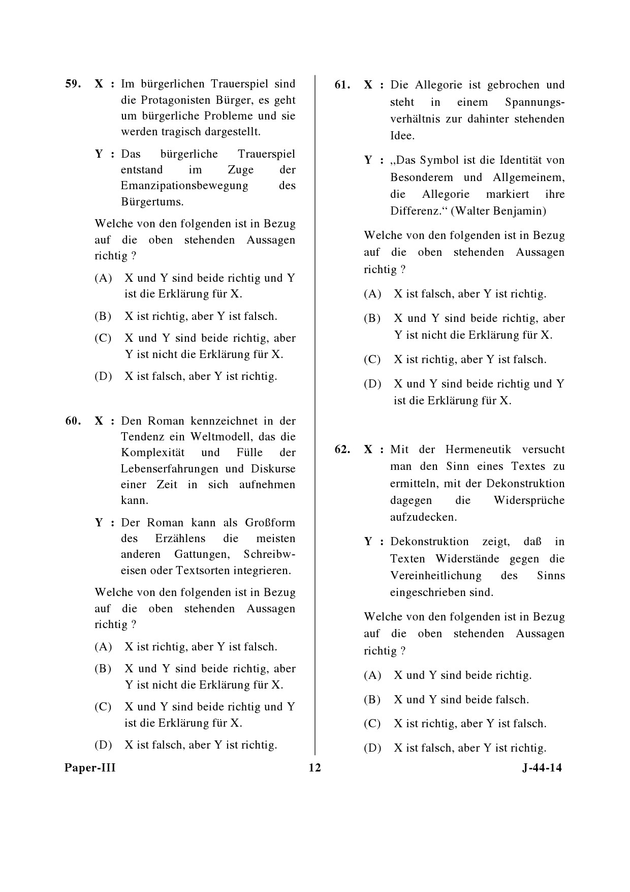 UGC NET German Question Paper III June 2014 12