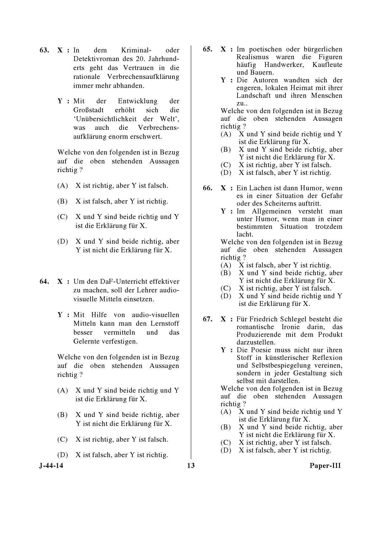 UGC NET German Question Paper III June 2014 13