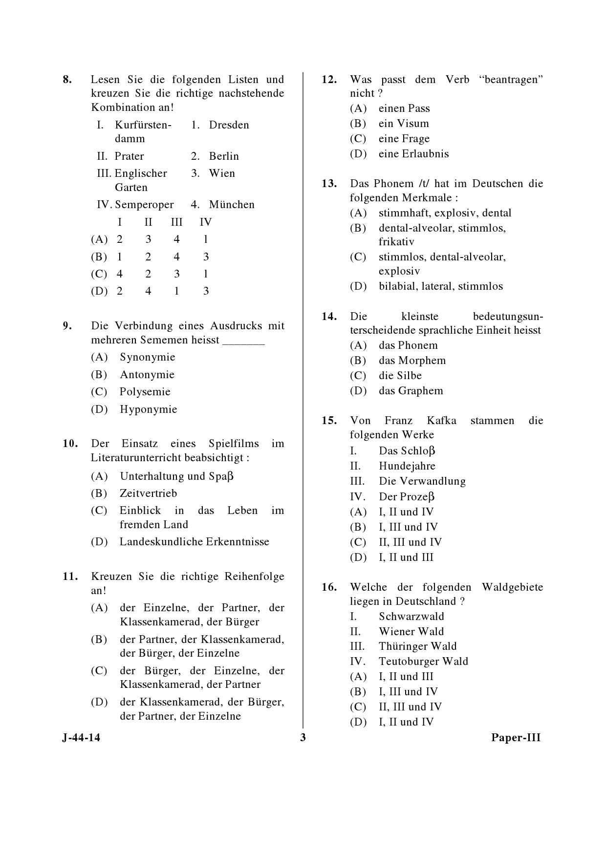 UGC NET German Question Paper III June 2014 3