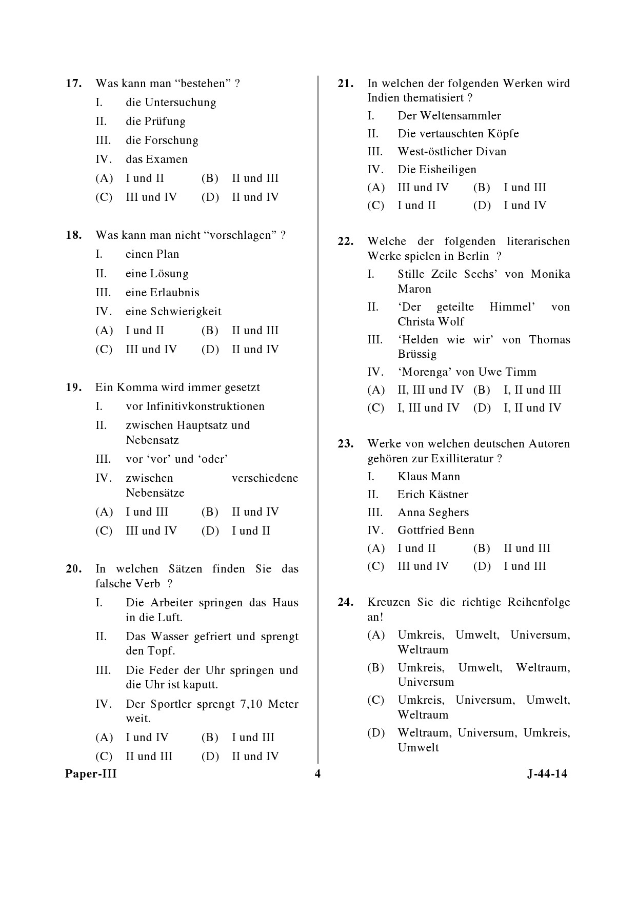 UGC NET German Question Paper III June 2014 4