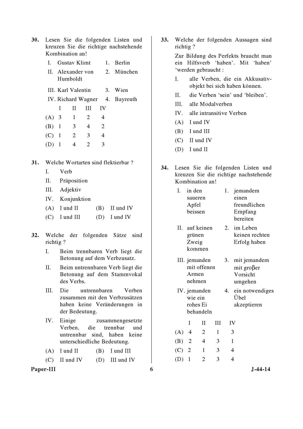 UGC NET German Question Paper III June 2014 6