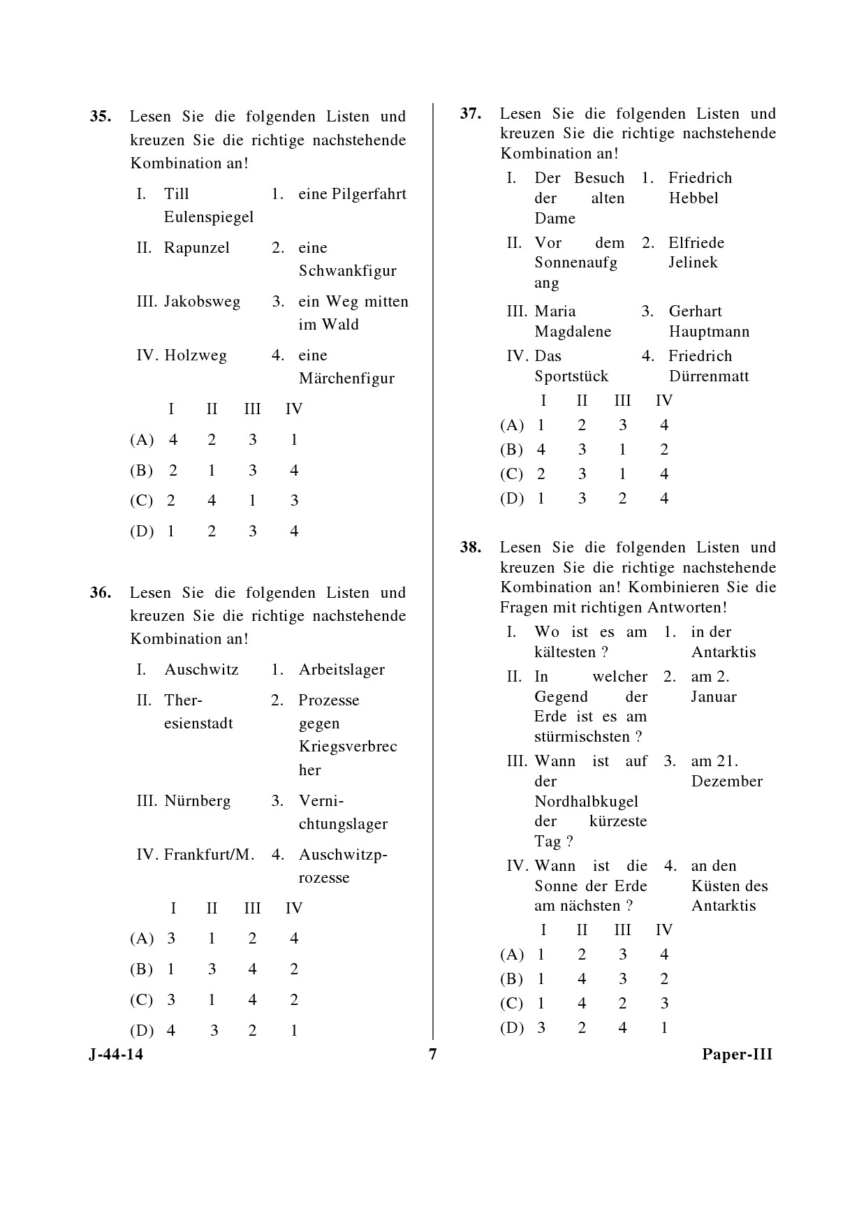 UGC NET German Question Paper III June 2014 7