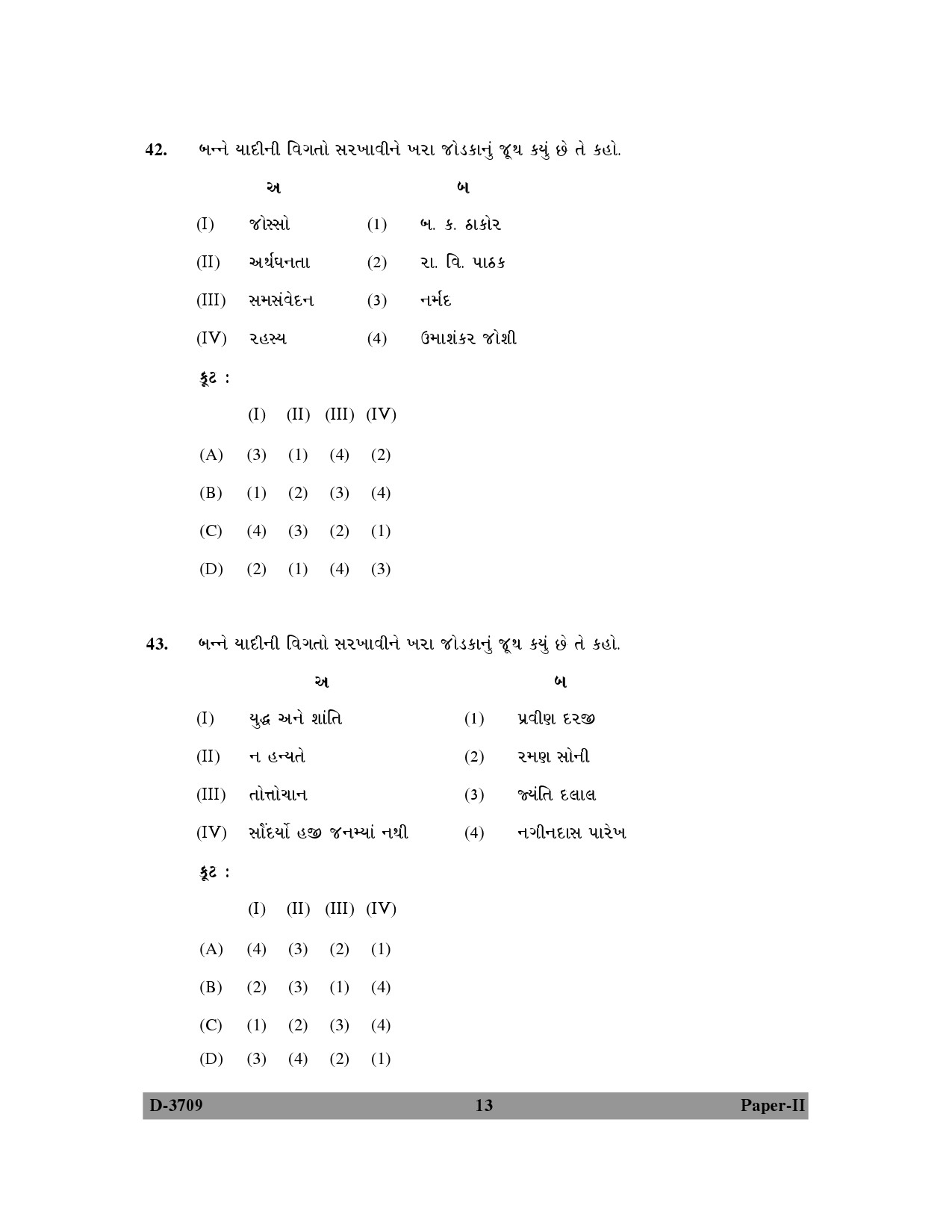 UGC NET Gujarati Question Paper II December 2009 13