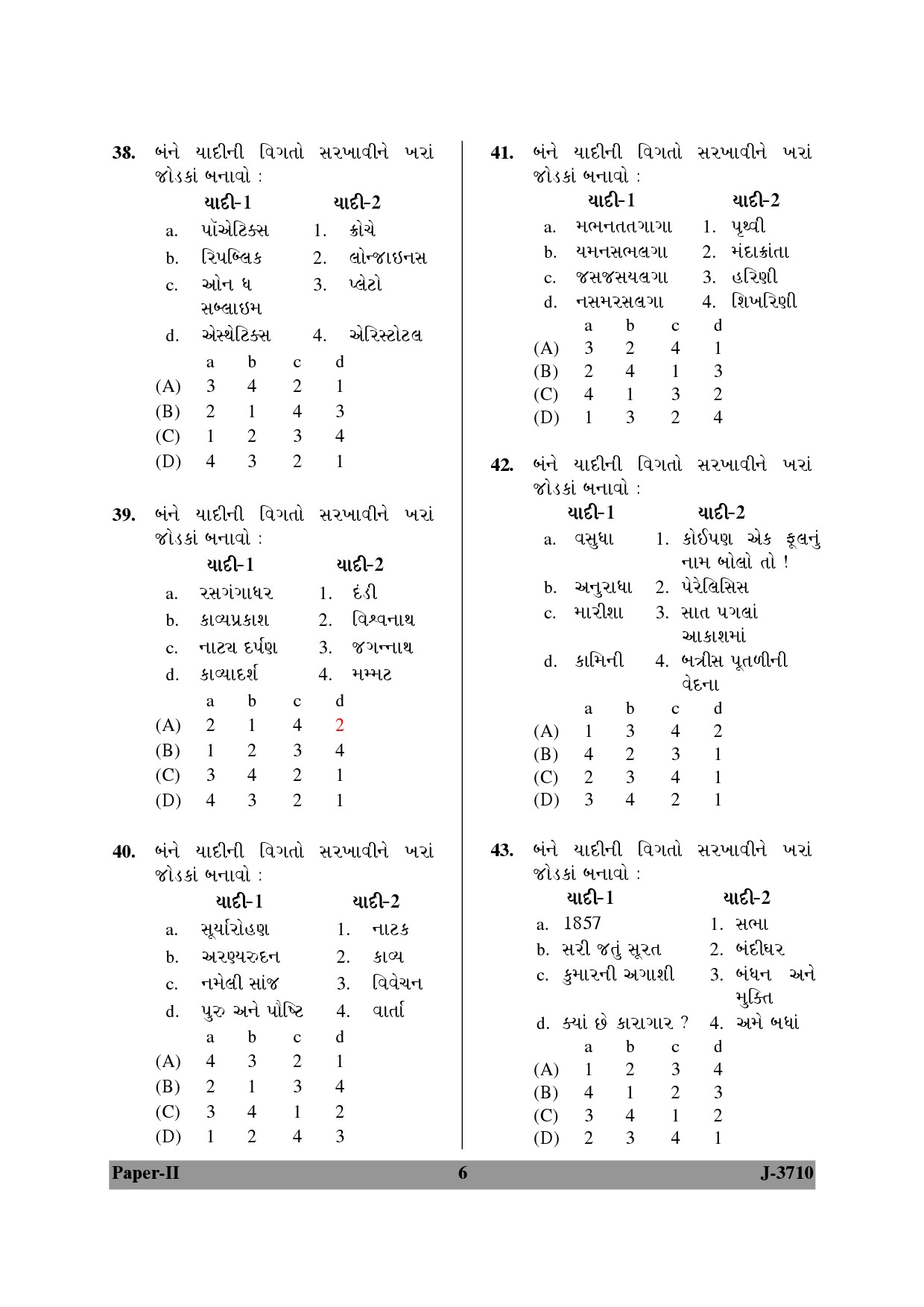 UGC NET Gujarati Question Paper II June 2010 6