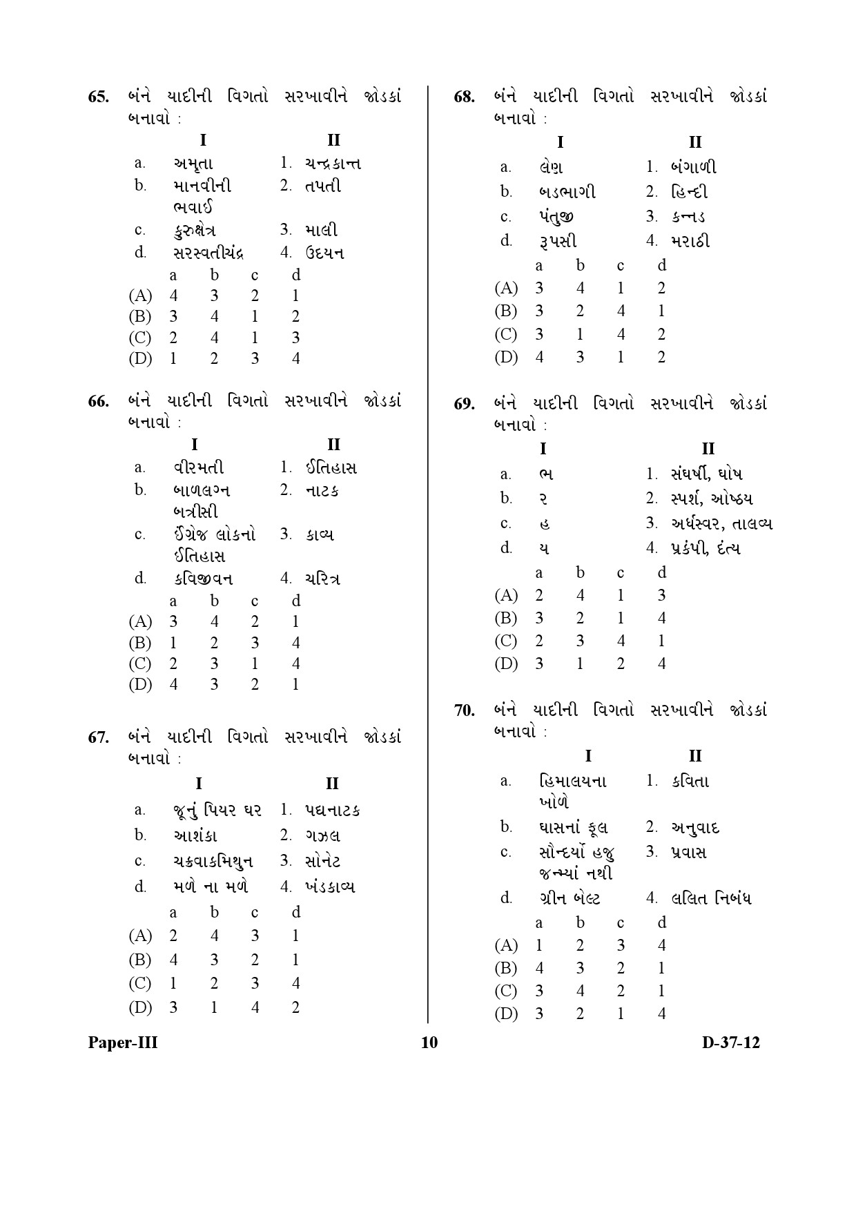 UGC NET Gujarati Question Paper III December 2012 10