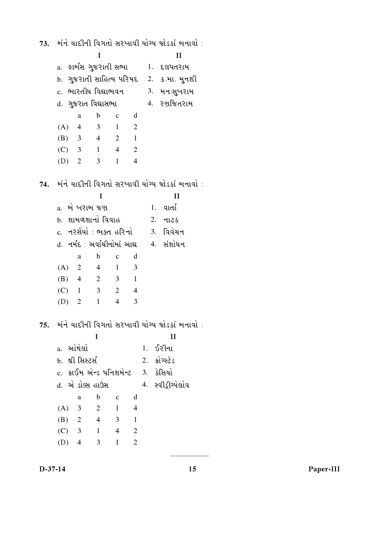 UGC NET Gujarati Question Paper III December 2014 15