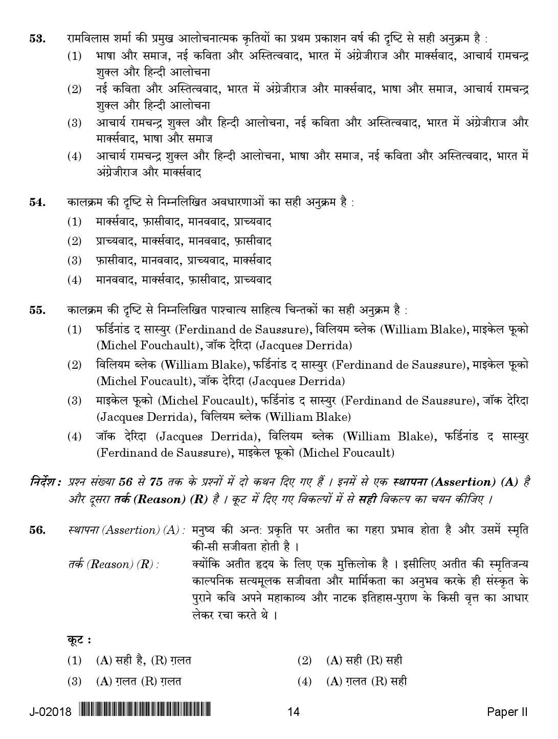 UGC Net Hindi Paper II July 2018 2nd Exam 14