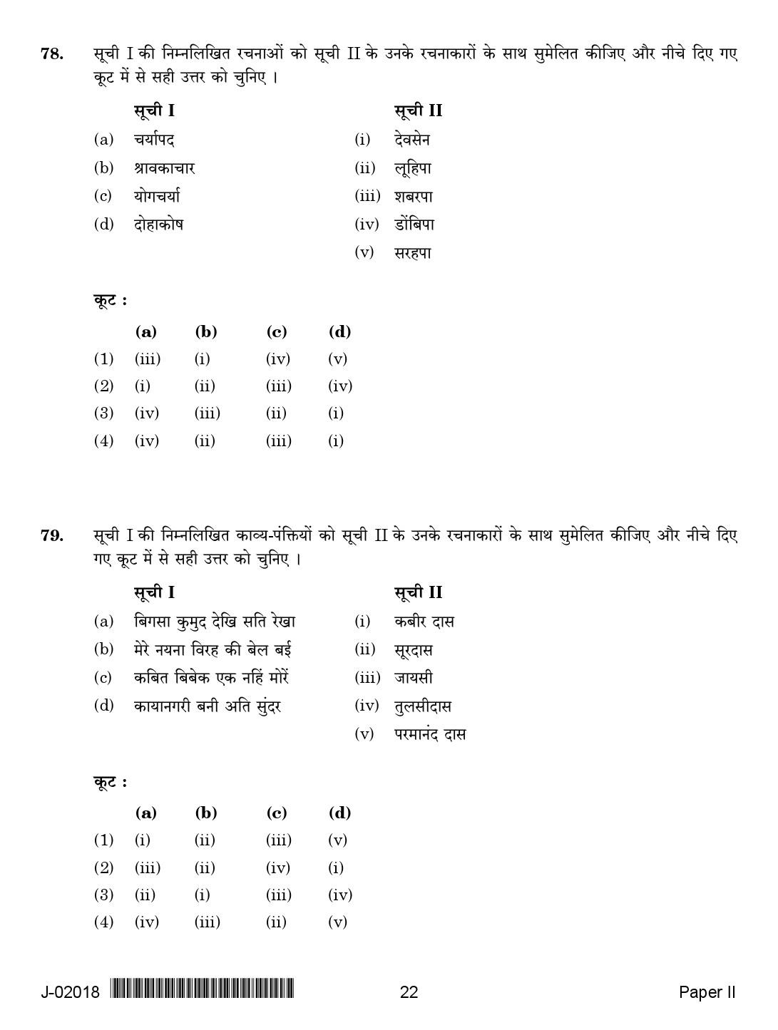 UGC Net Hindi Paper II July 2018 2nd Exam 22