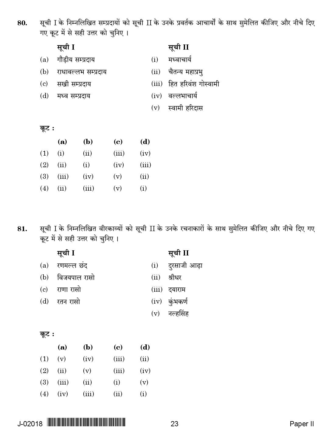 UGC Net Hindi Paper II July 2018 2nd Exam 23