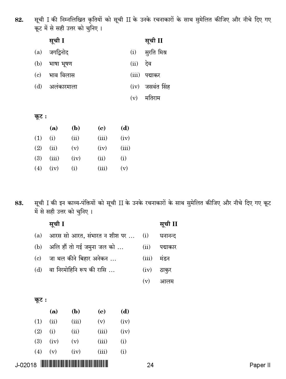 UGC Net Hindi Paper II July 2018 2nd Exam 24