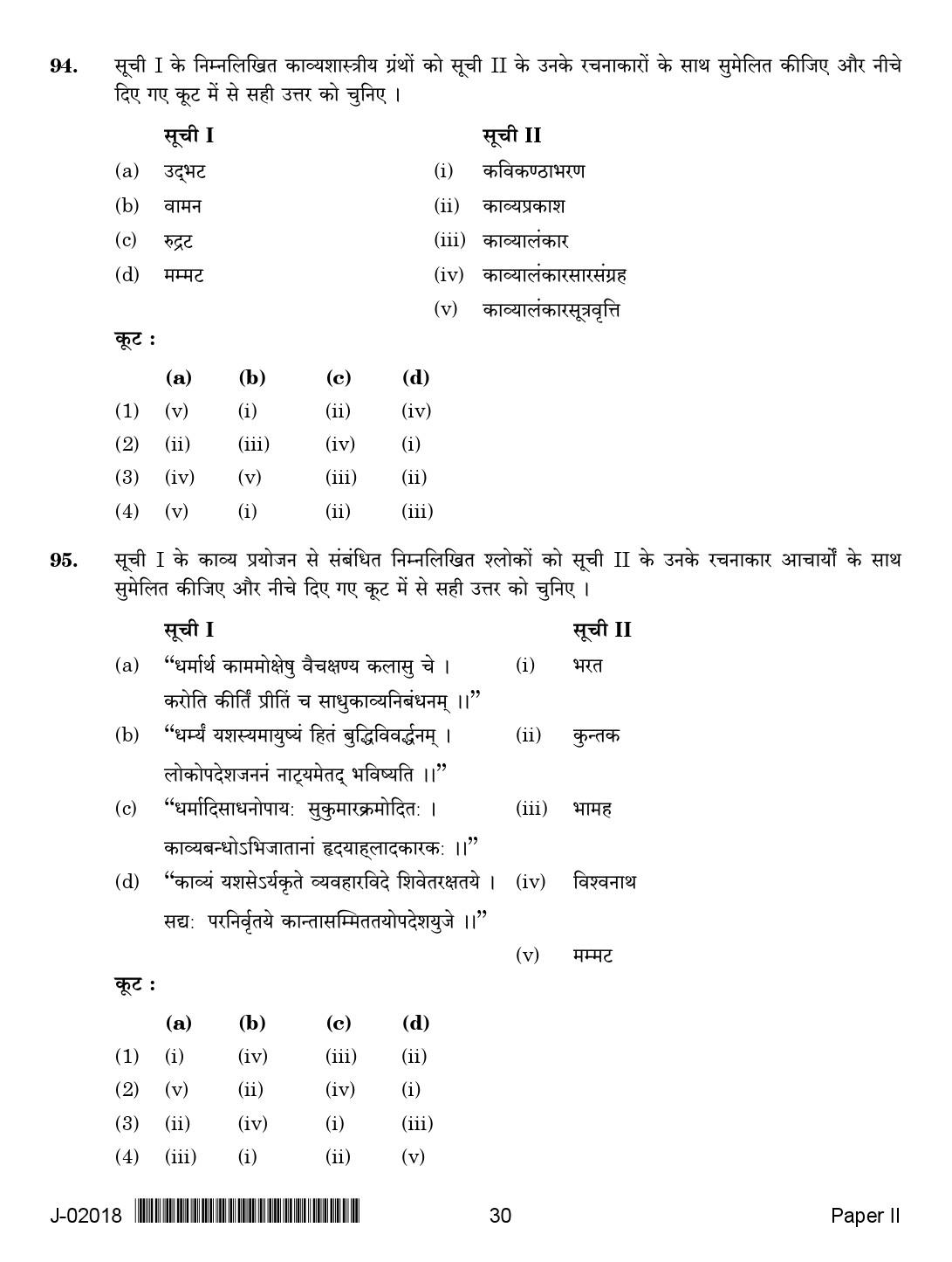 UGC Net Hindi Paper II July 2018 2nd Exam 30