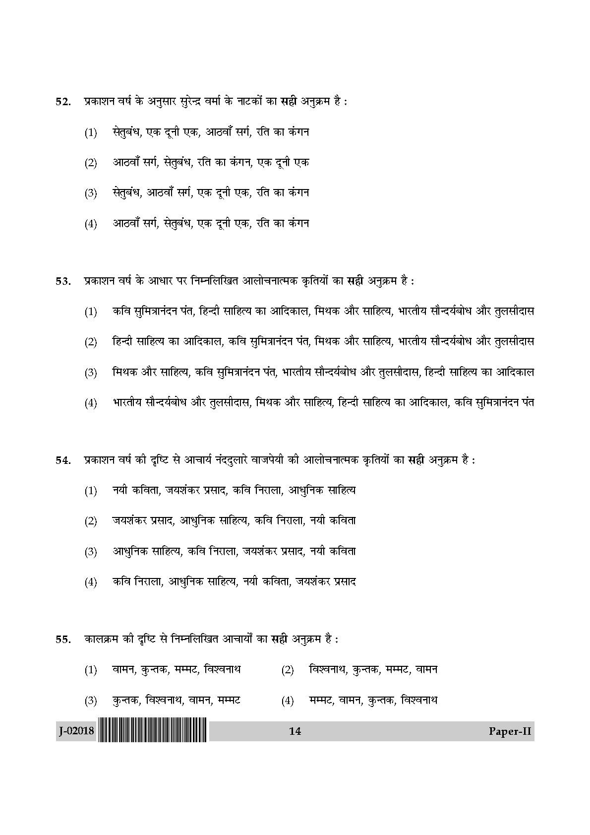 UGC Net Hindi Paper II July 2018 14