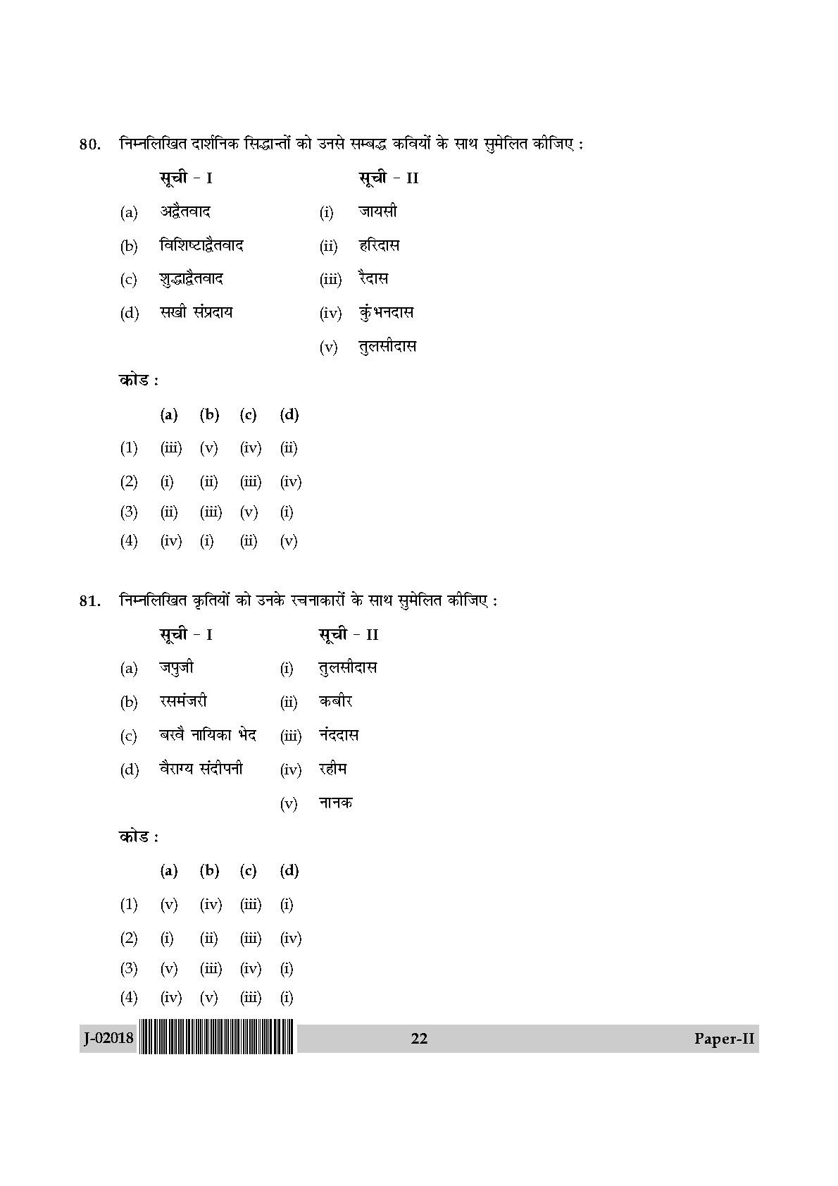 UGC Net Hindi Paper II July 2018 22