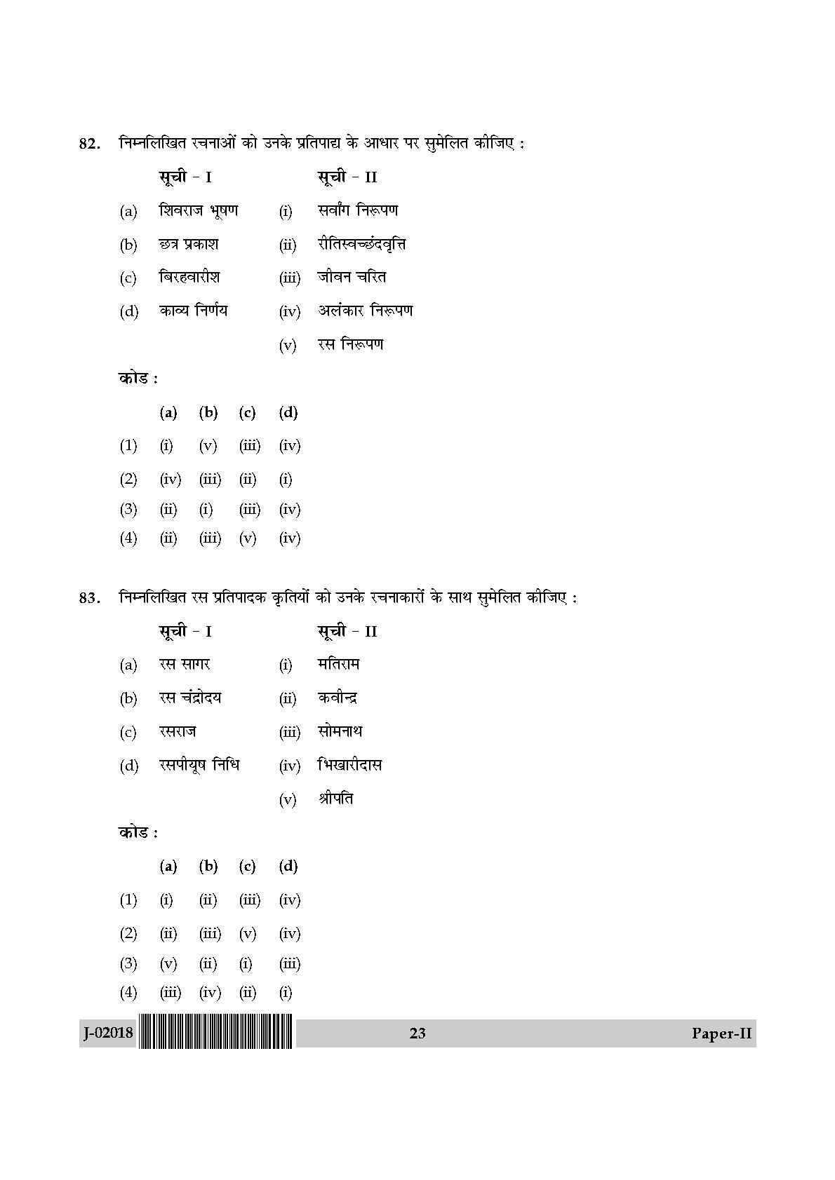 UGC Net Hindi Paper II July 2018 23