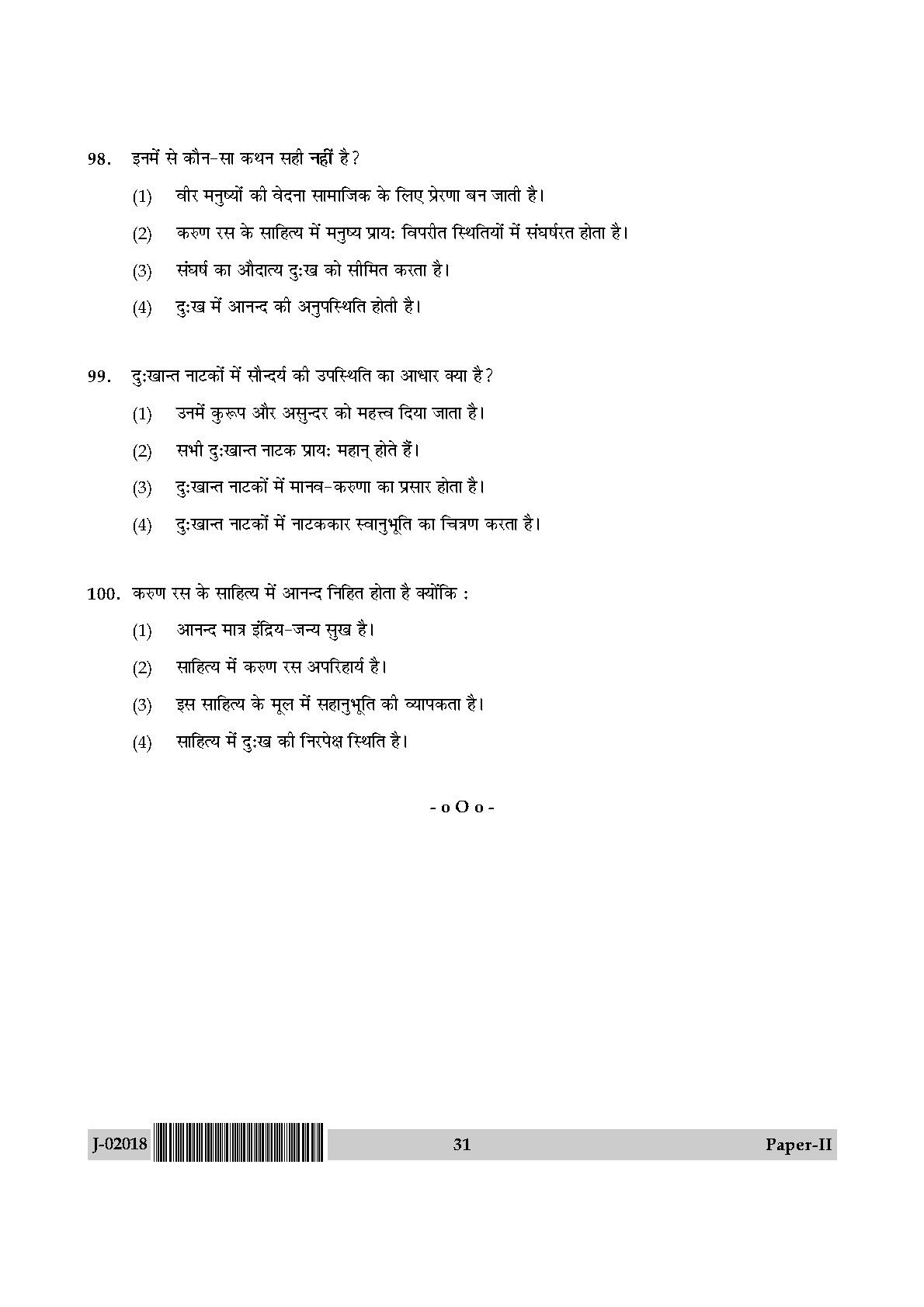 UGC Net Hindi Paper II July 2018 31