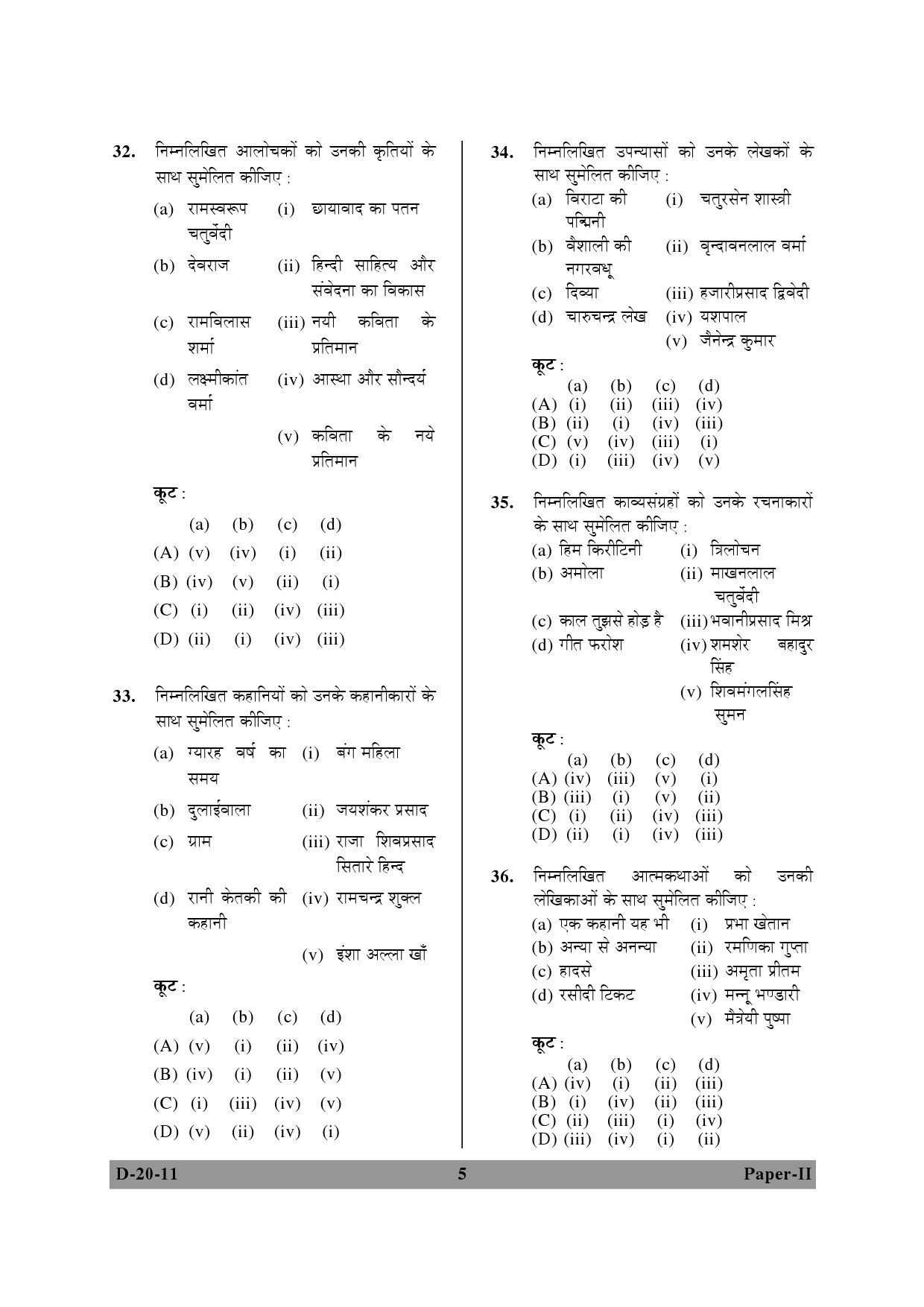 UGC NET Hindi Question Paper II December 2011 5