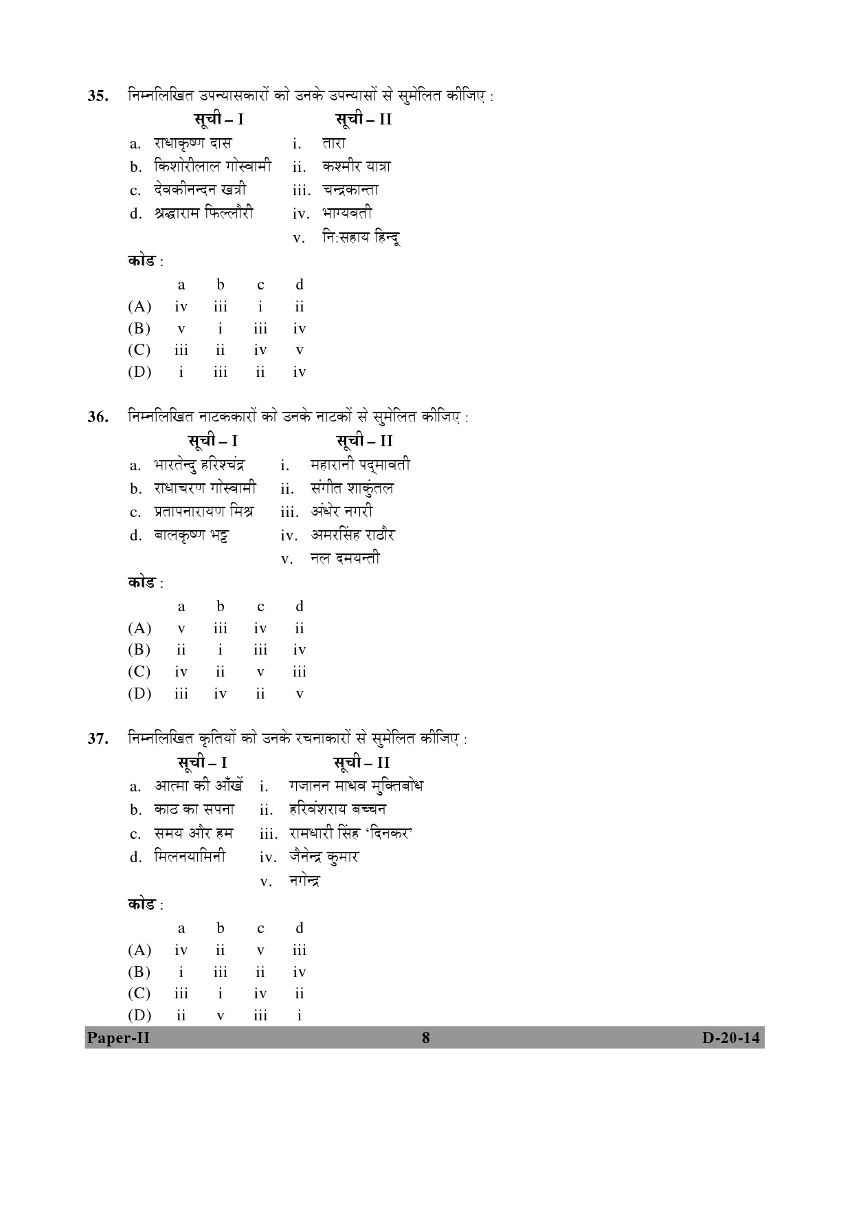 UGC NET Hindi Question Paper II December 2014 8