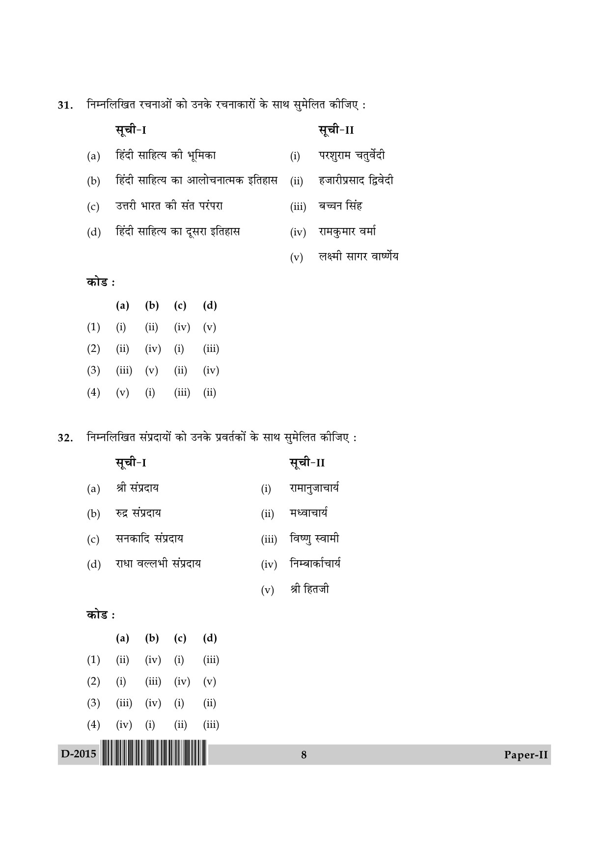 UGC NET Hindi Question Paper II December 2015 8