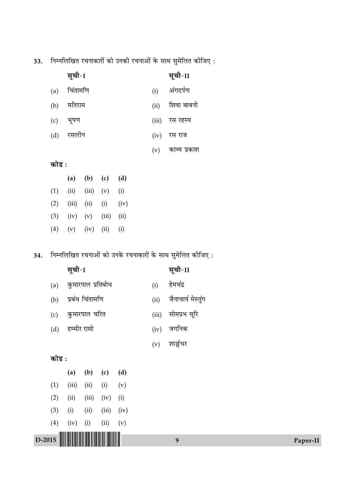 UGC NET Hindi Question Paper II December 2015 9