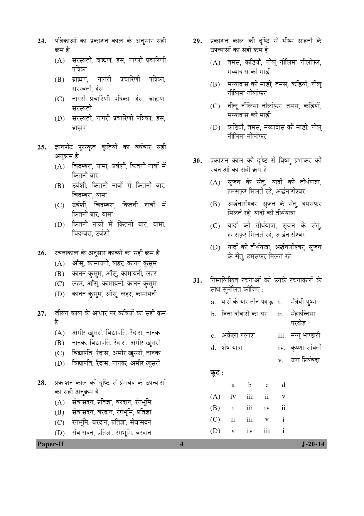 UGC NET Hindi Question Paper II June 2014 4