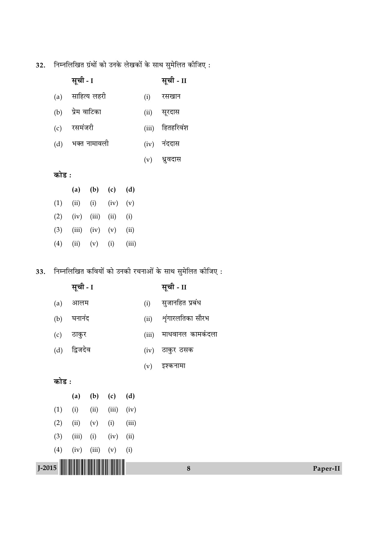 UGC NET Hindi Question Paper II June 2015 8