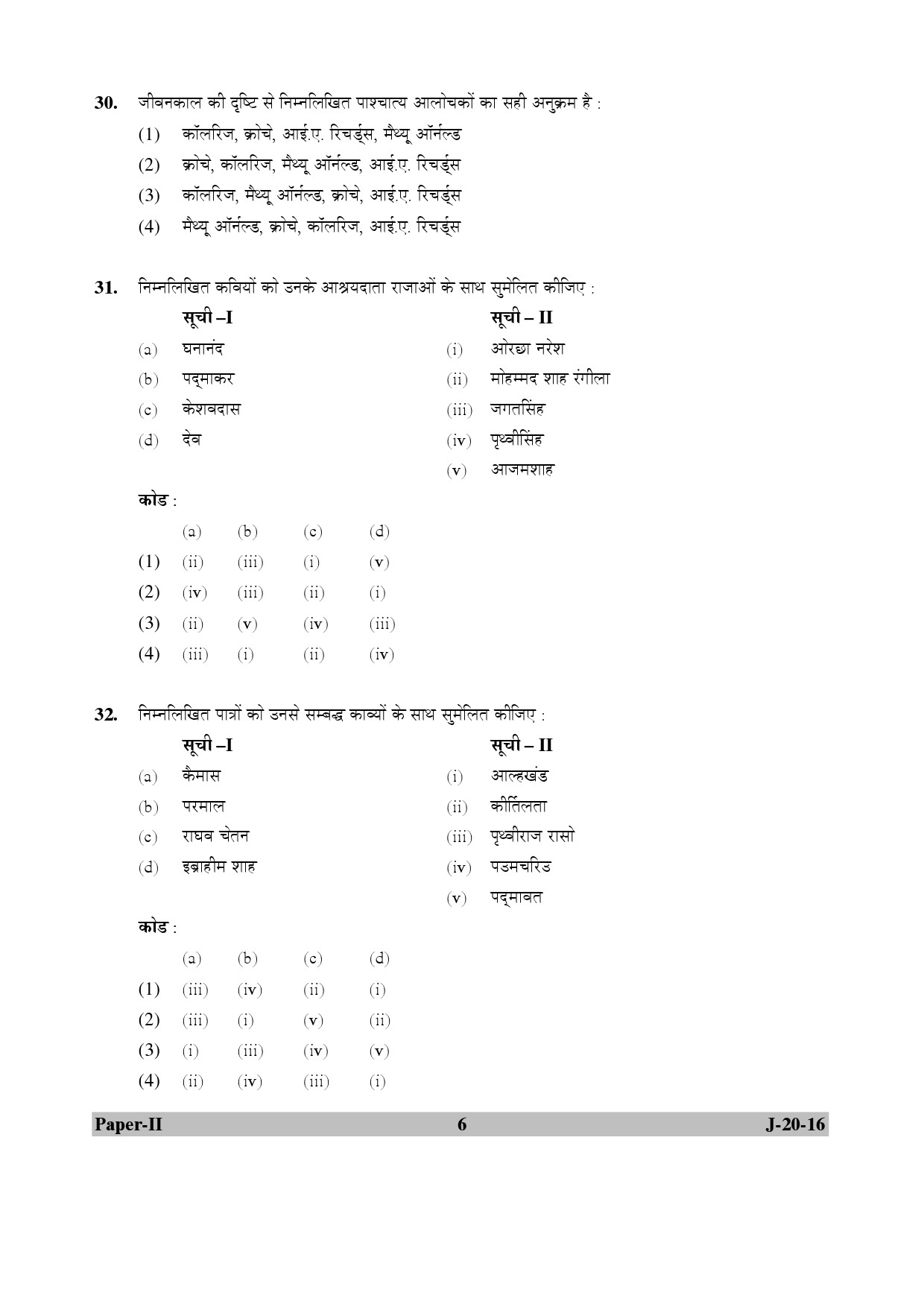 UGC NET Hindi Question Paper II Set 2 July 2016 6