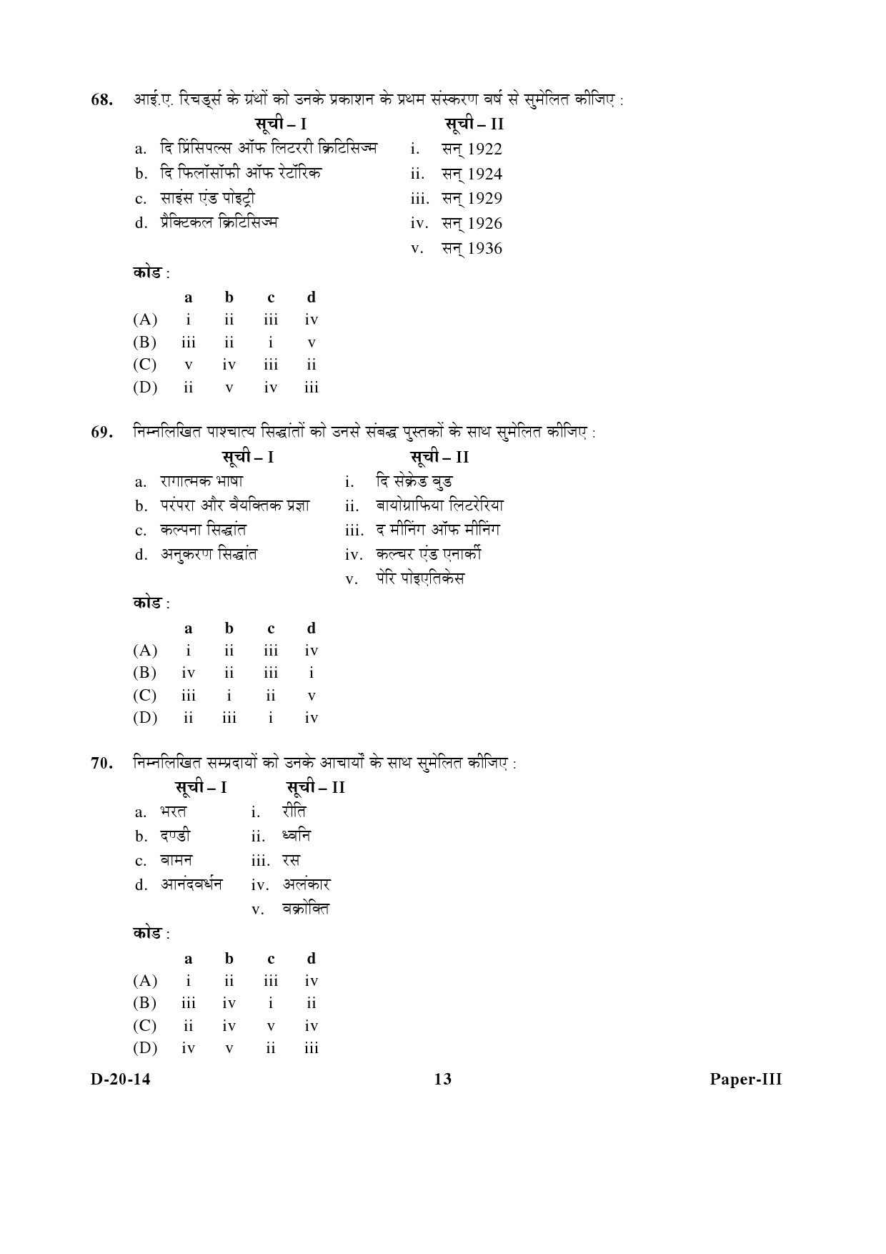 UGC NET Hindi Question Paper III December 2014 13