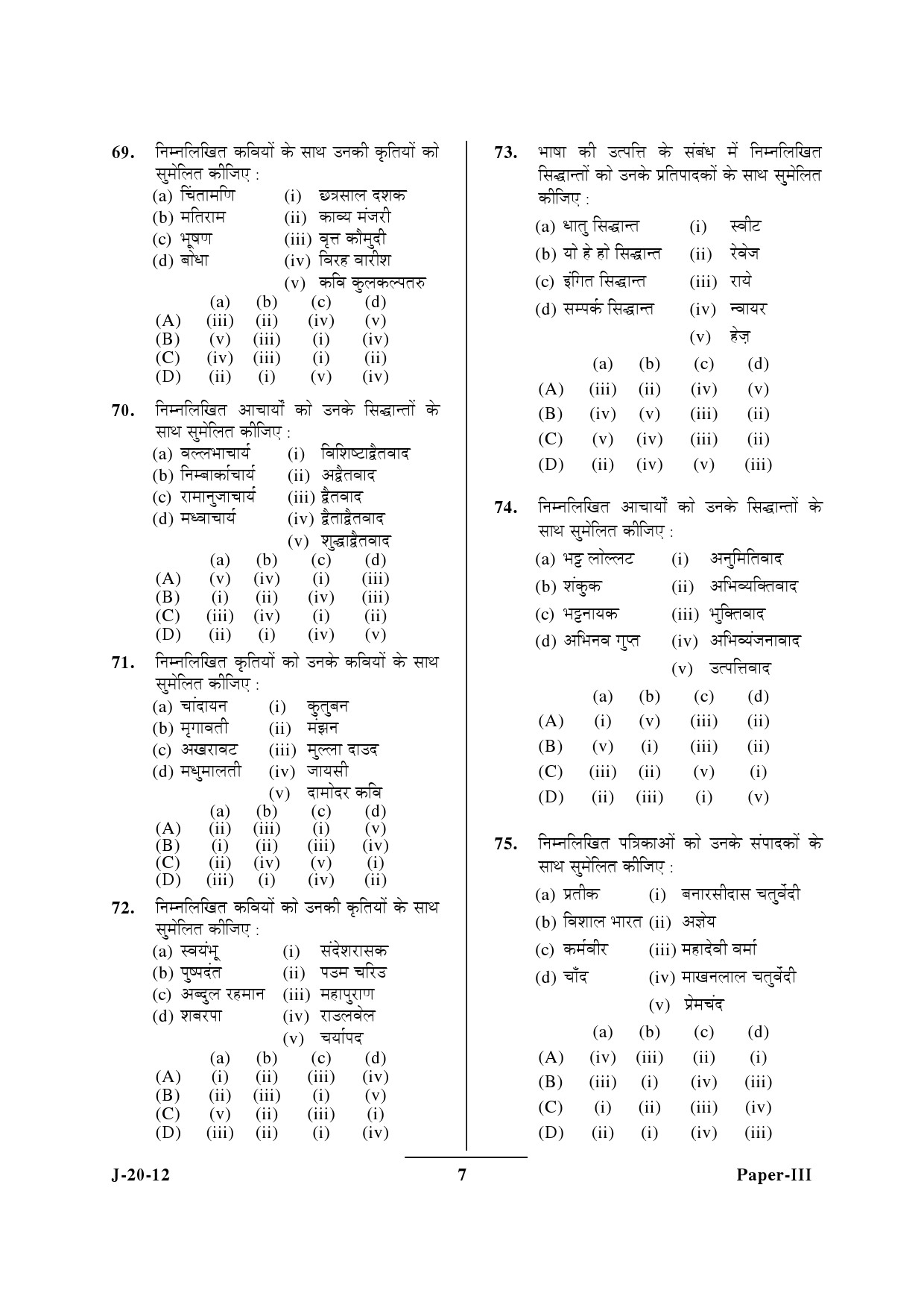 UGC NET Hindi Question Paper III June 2012 7