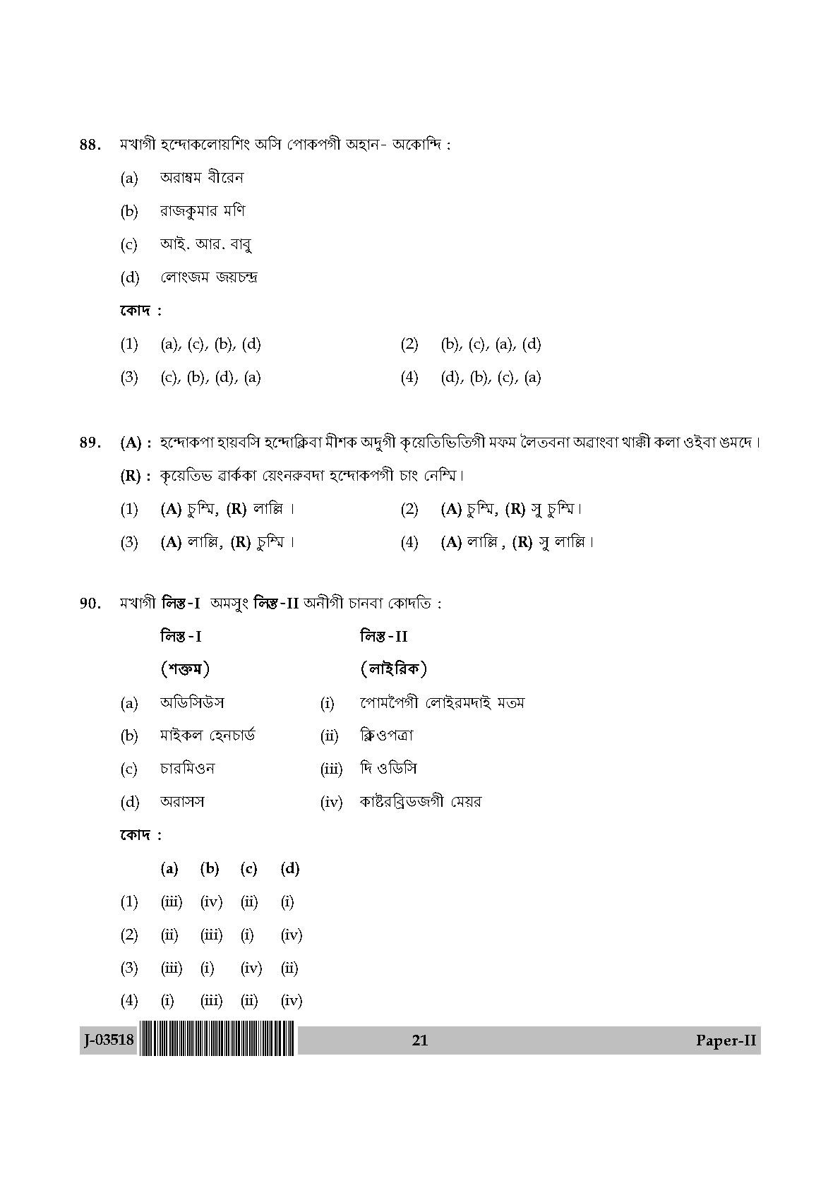 UGC Net Manipuri Paper II July 2018 21