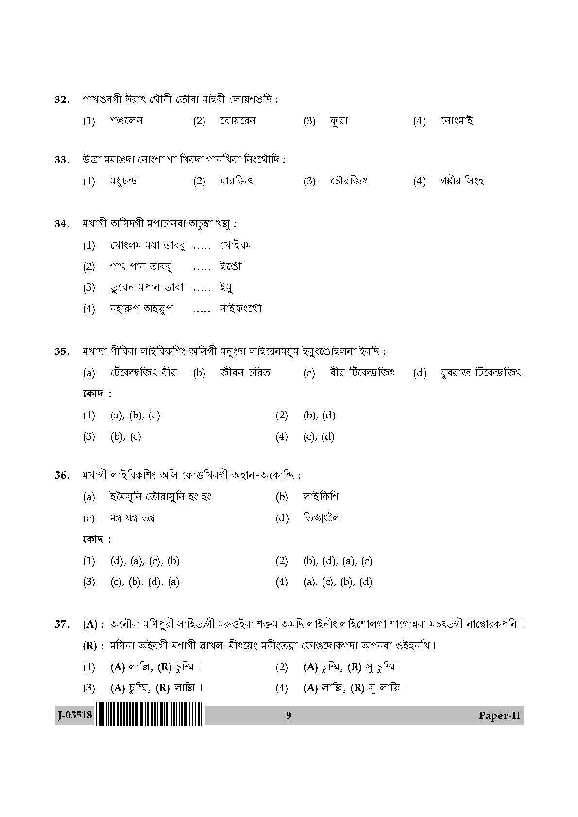 UGC Net Manipuri Paper II July 2018 9