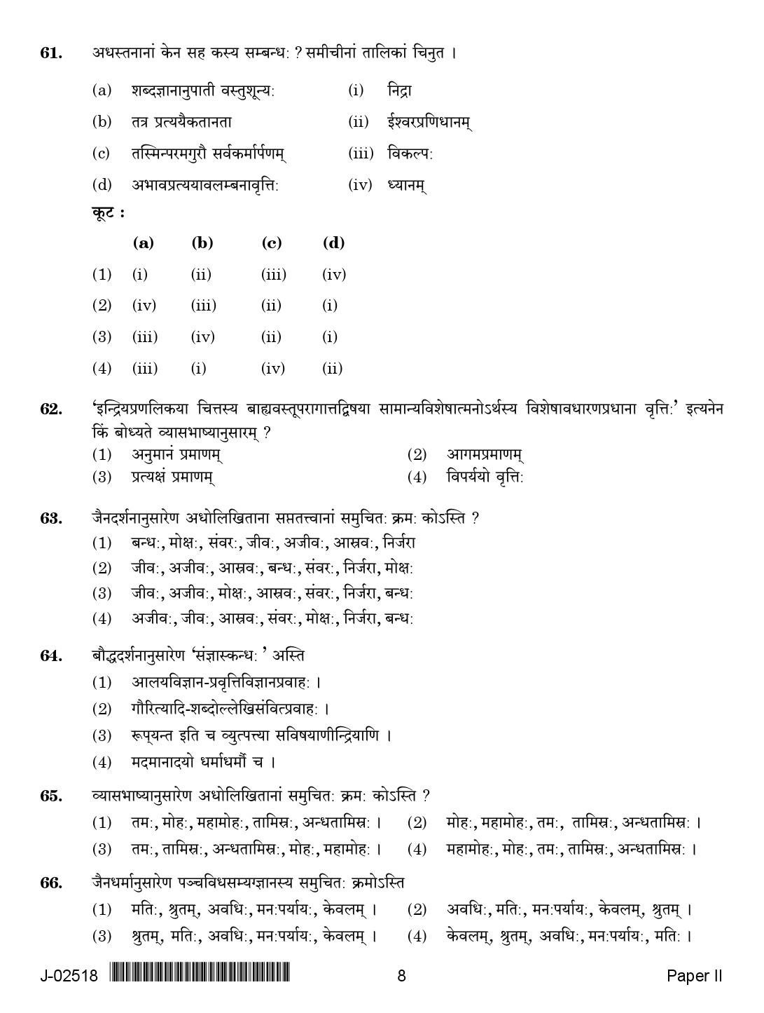 UGC Net Sanskrit Paper II July 2018 2nd Exam 8