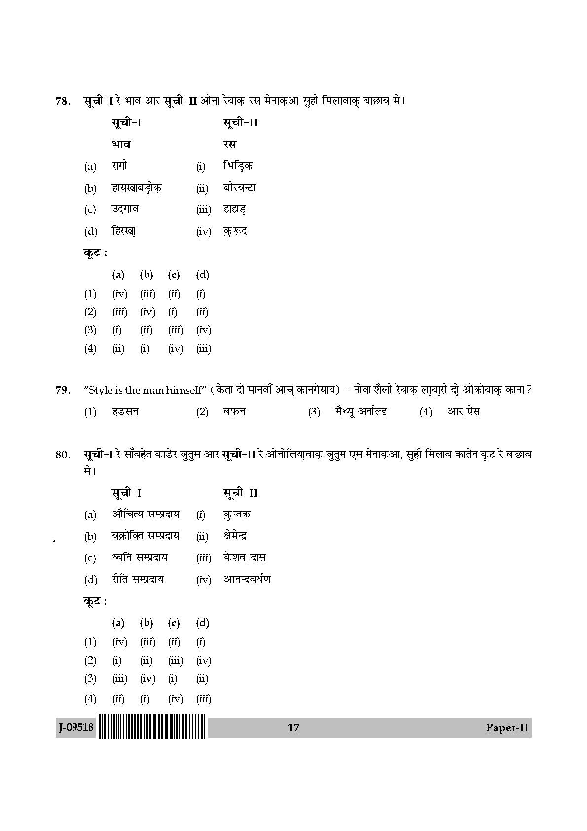 UGC Net Santali Paper II July 2018 17