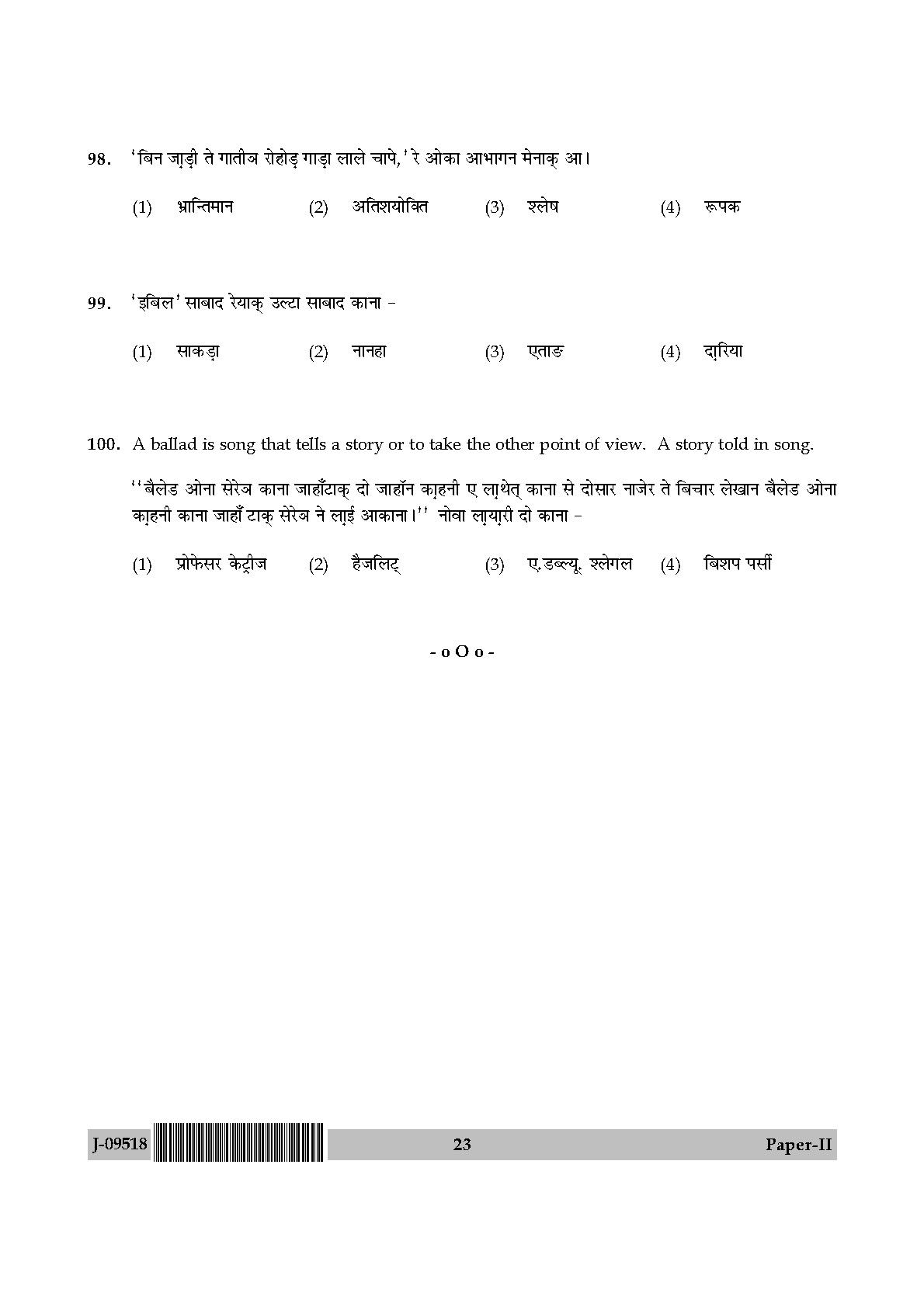 UGC Net Santali Paper II July 2018 23