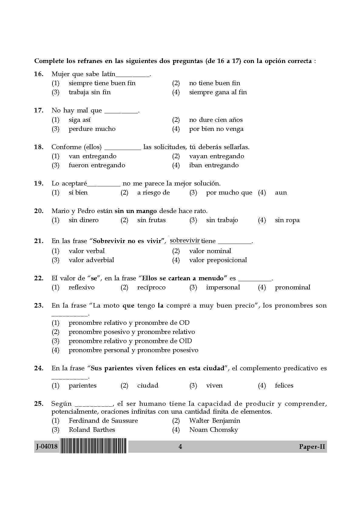 UGC Net Spanish Paper II July 2018 4