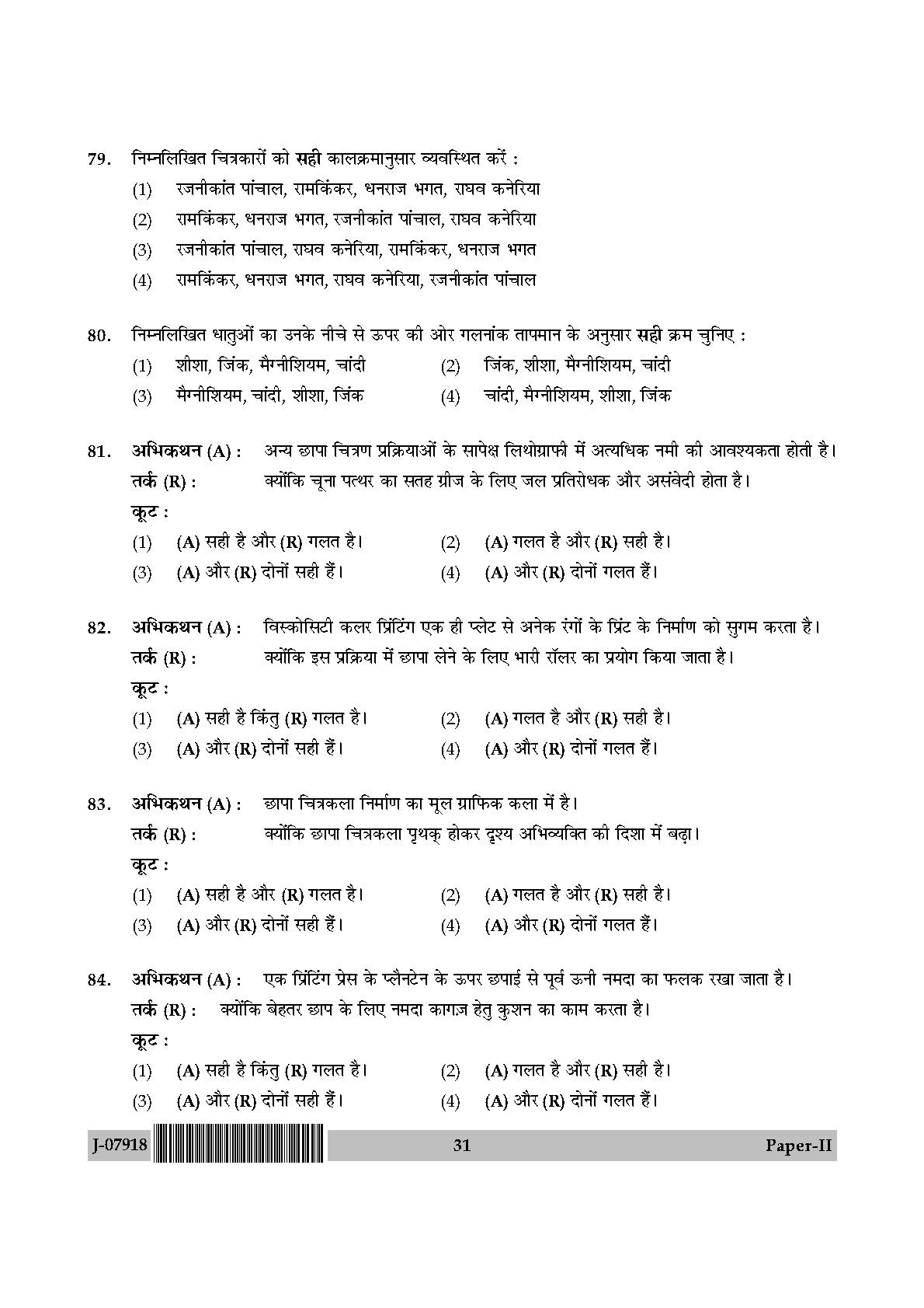 Visual Arts Question Paper II July 2018 in Hindi 15