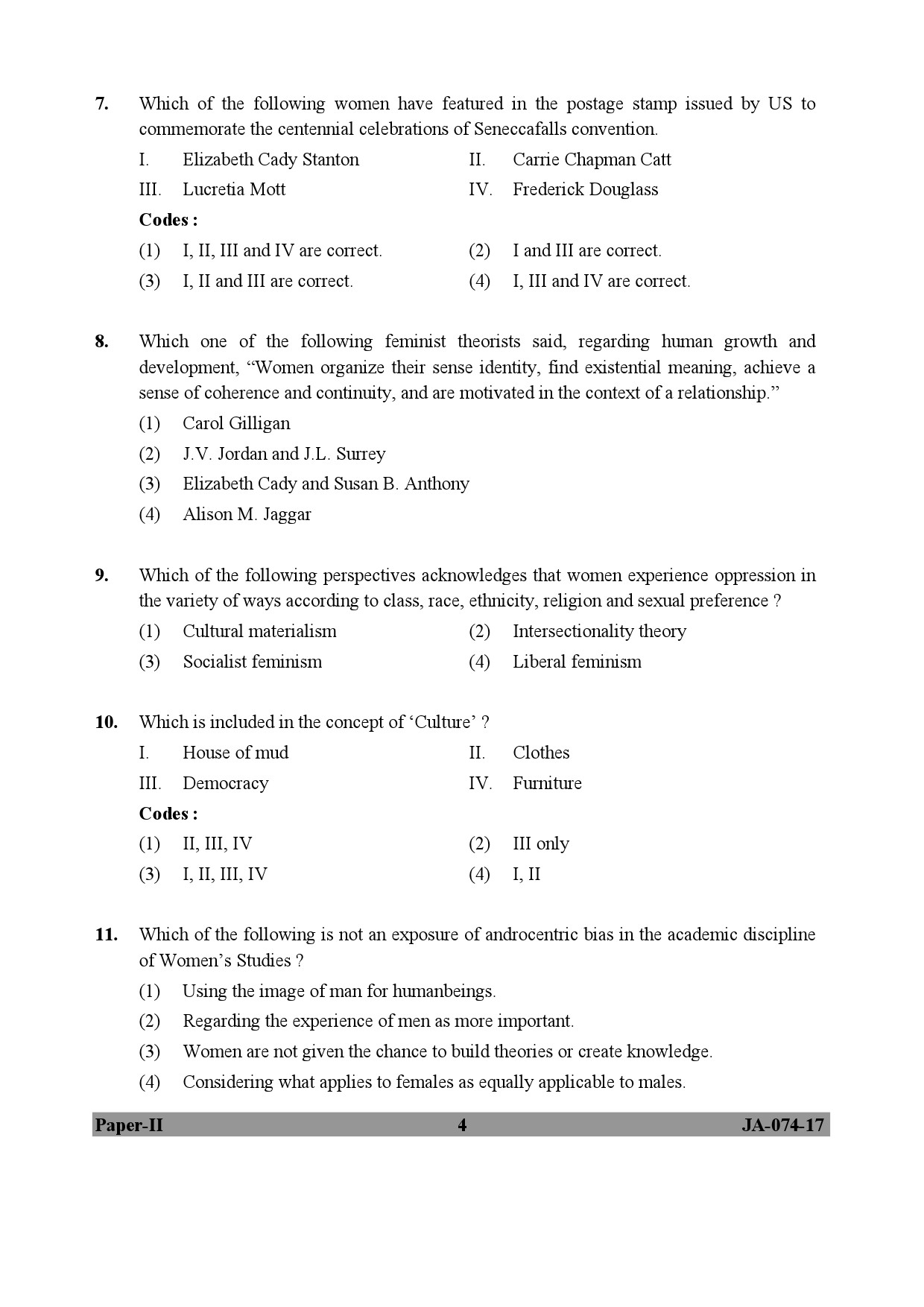 Women Studies Paper II January 2017 in English 3