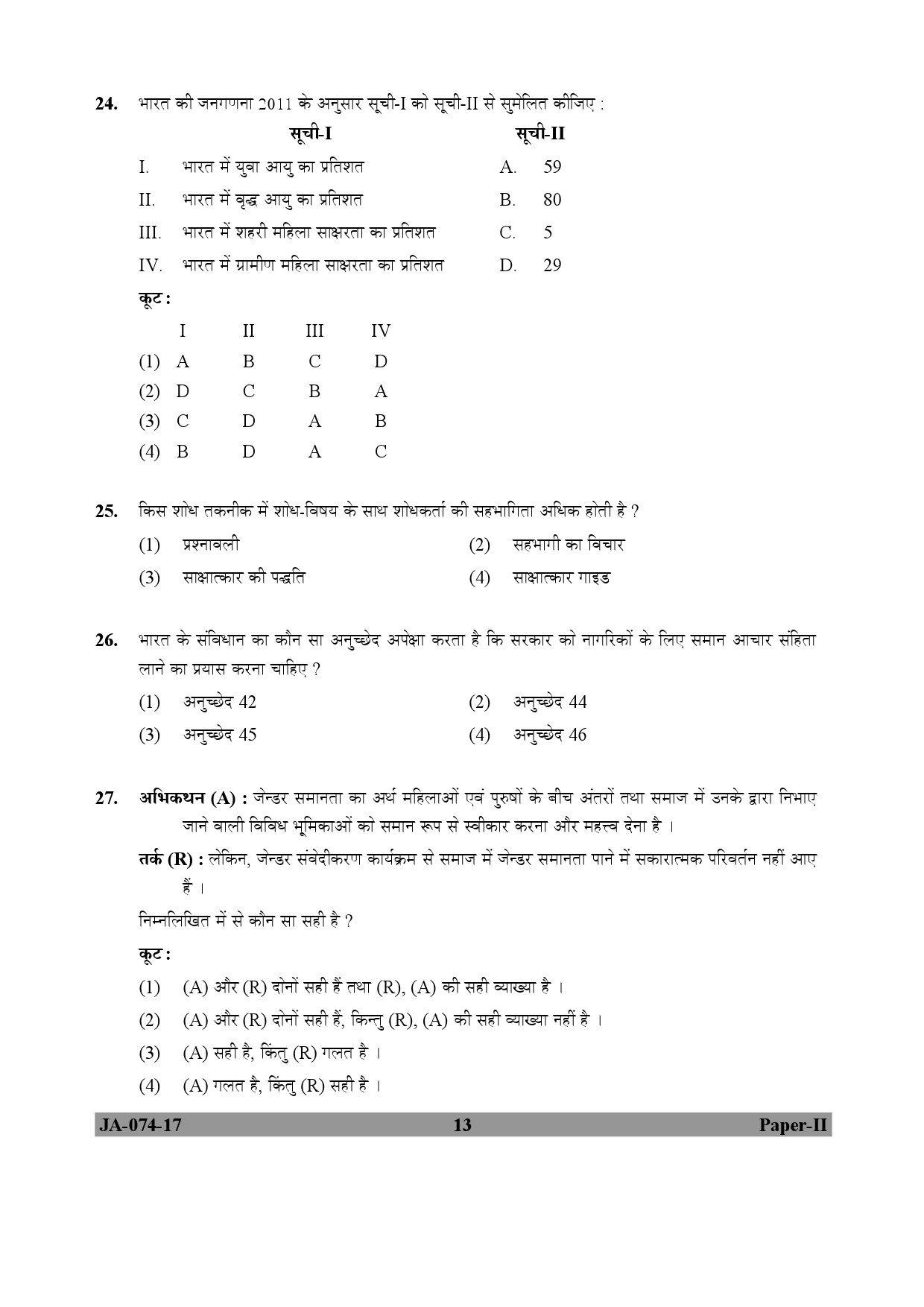 Women Studies Paper II January 2017 in Hindi 6