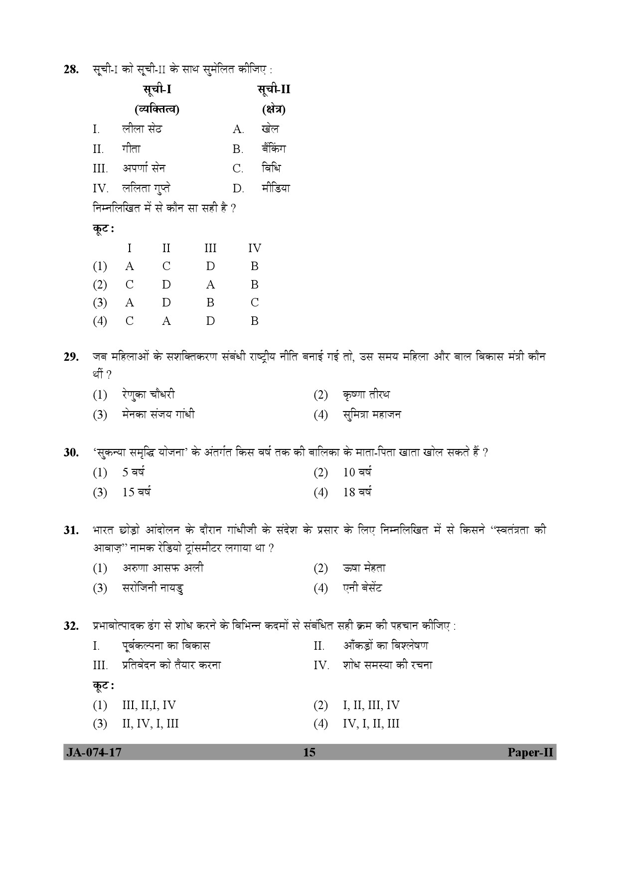 Women Studies Paper II January 2017 in Hindi 7