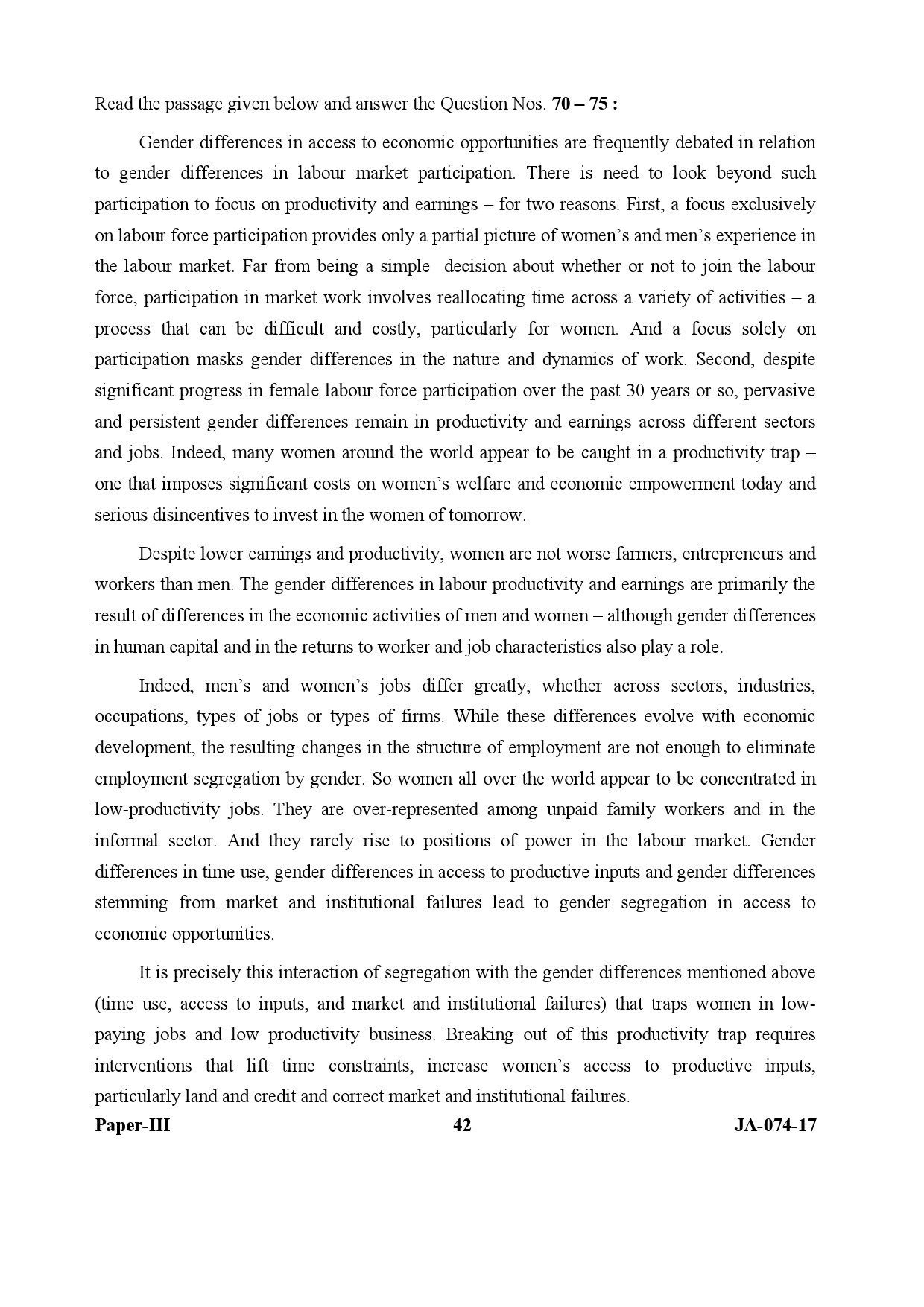 Women Studies Paper III January 2017 in English 22