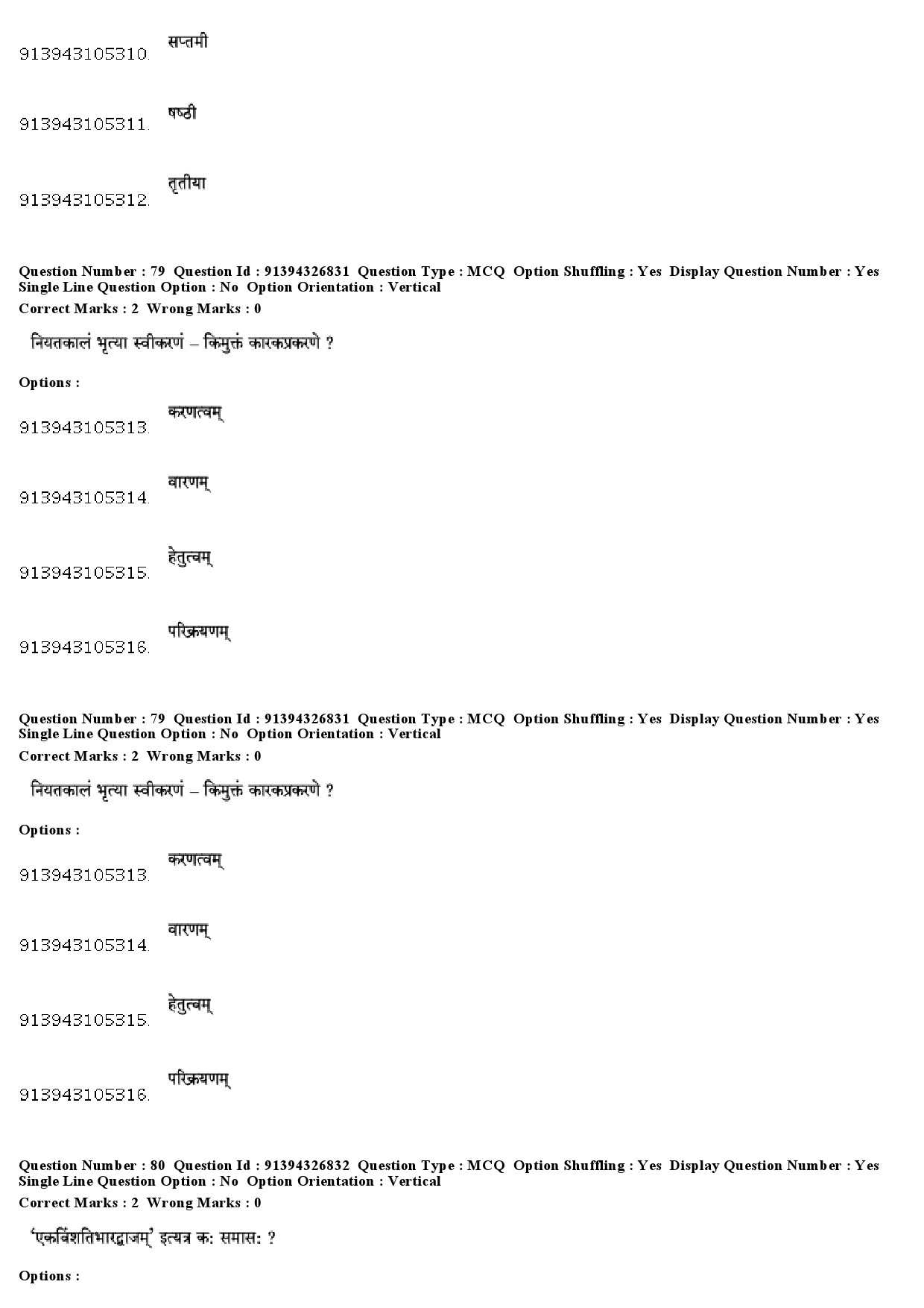 UGC NET Sanskrit Traditional Subjects Question Paper December 2018 66