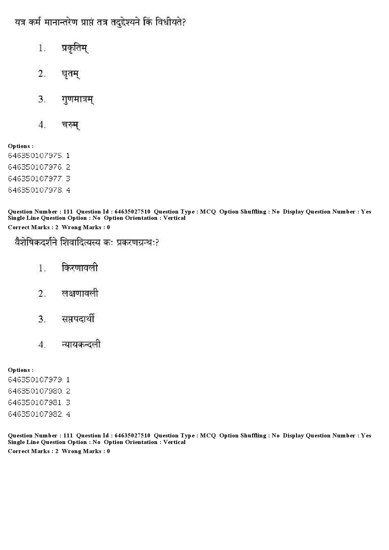 UGC NET Sanskrit Traditional Subjects Question Paper June 2019 104