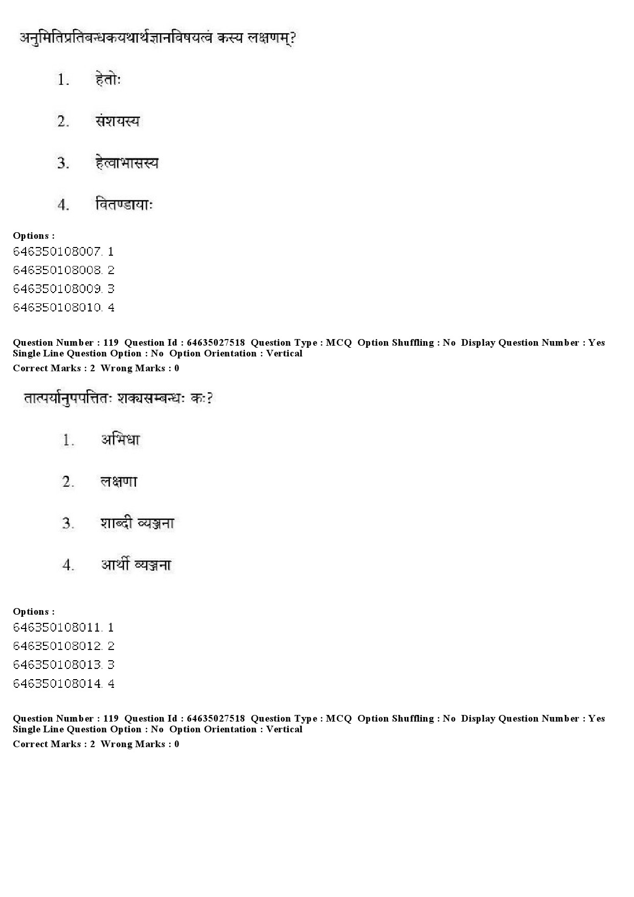 UGC NET Sanskrit Traditional Subjects Question Paper June 2019 112